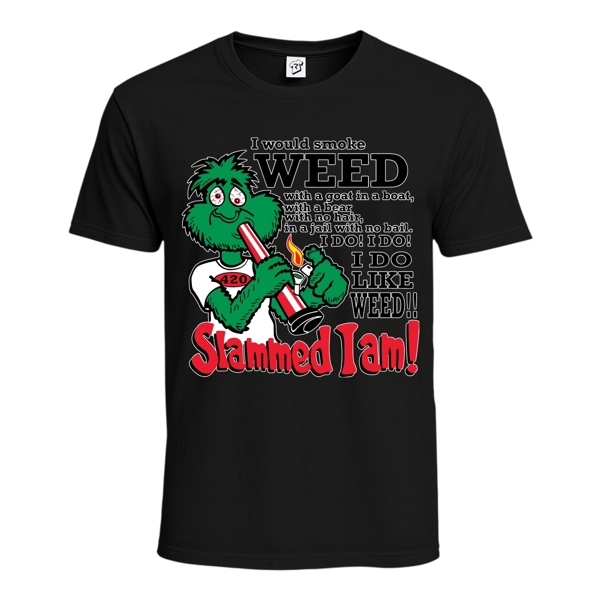 Tees Club graphic tee Slammed I Am Weed - Cotton Tee Navy Size M detail