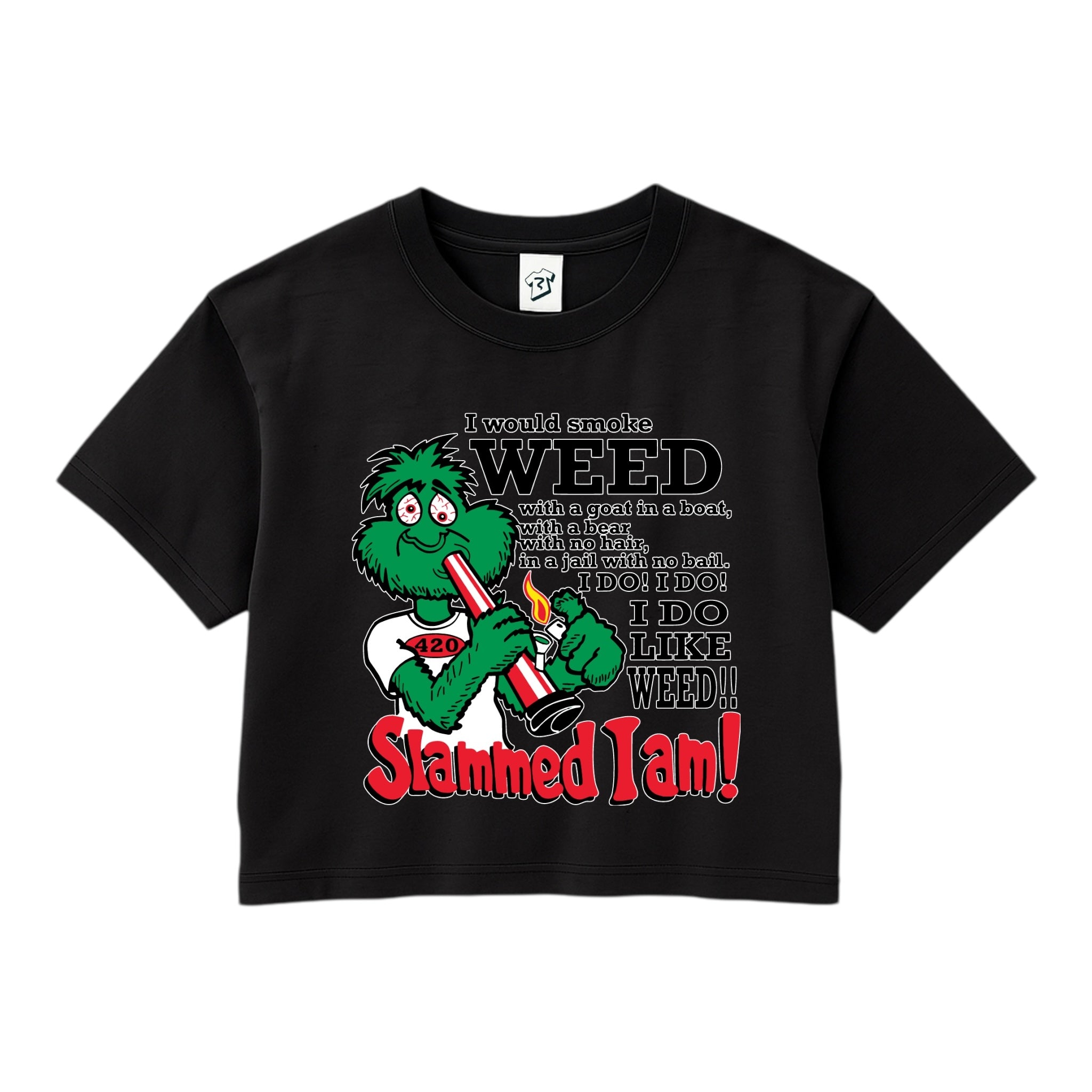 Tees Club crop top Slammed I Am Weed - Crop Top Black Size XS back view