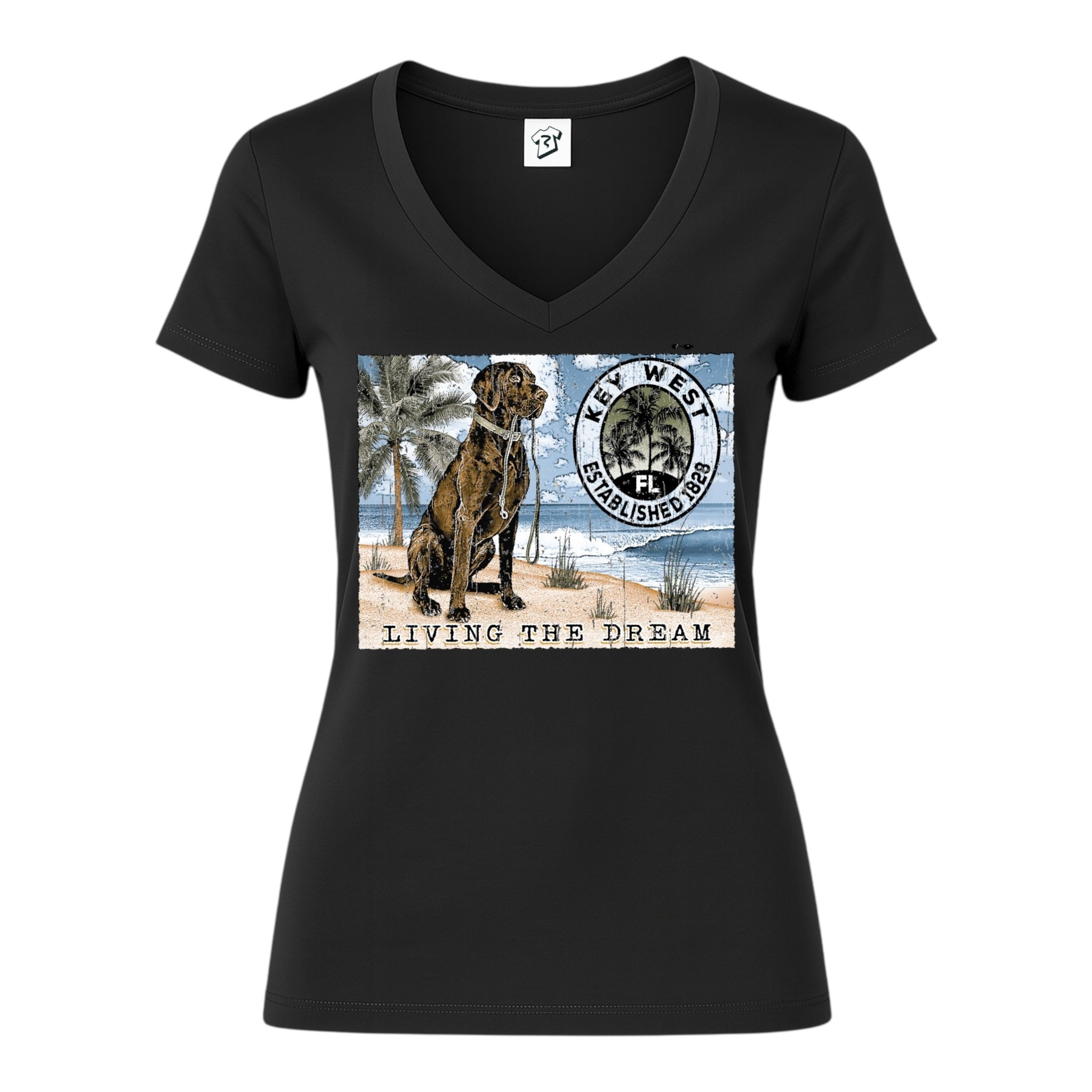 Tees Club v-neck t-shirt Black Lab Dog KW - V-Neck Tee Black Size S detail