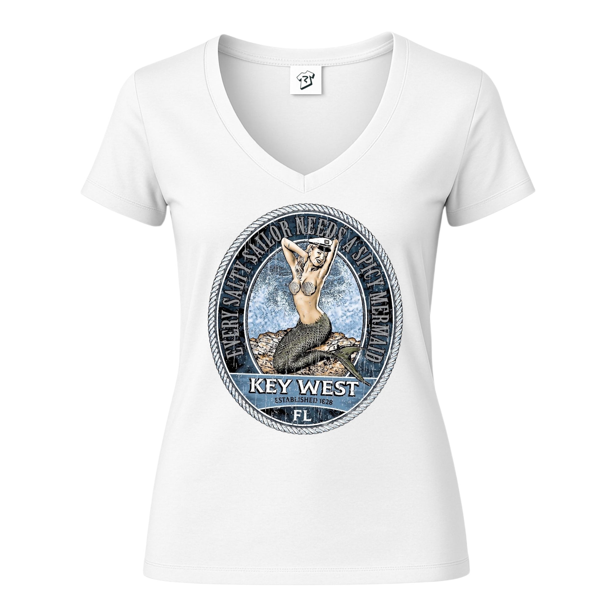 Tees Club v-neck t-shirt Mermaid KW - V-Neck Tee Black Size XS back view