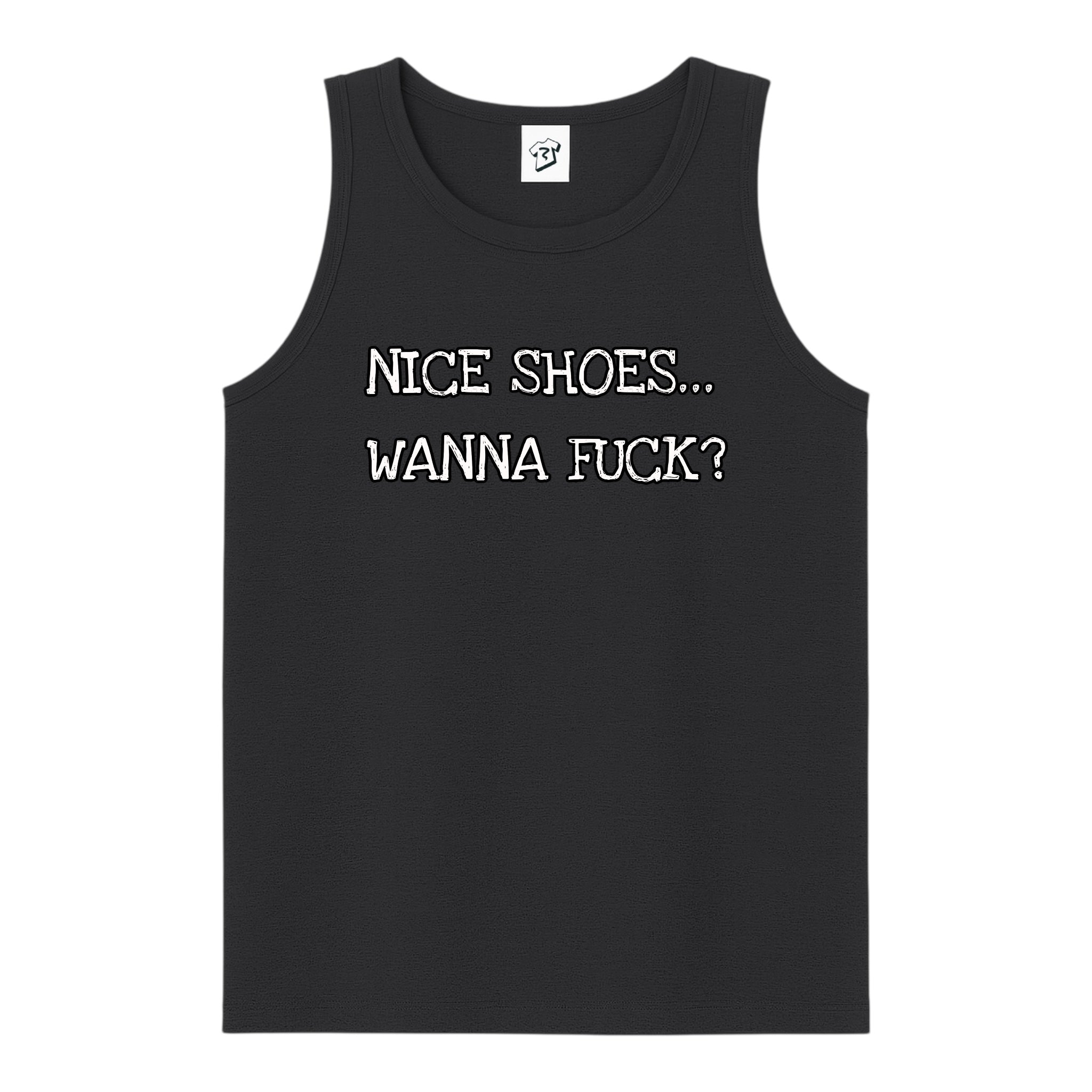 Tees Club tank top Nice Shoes...Wanna Fuck? - Tank Top Navy Size L detail