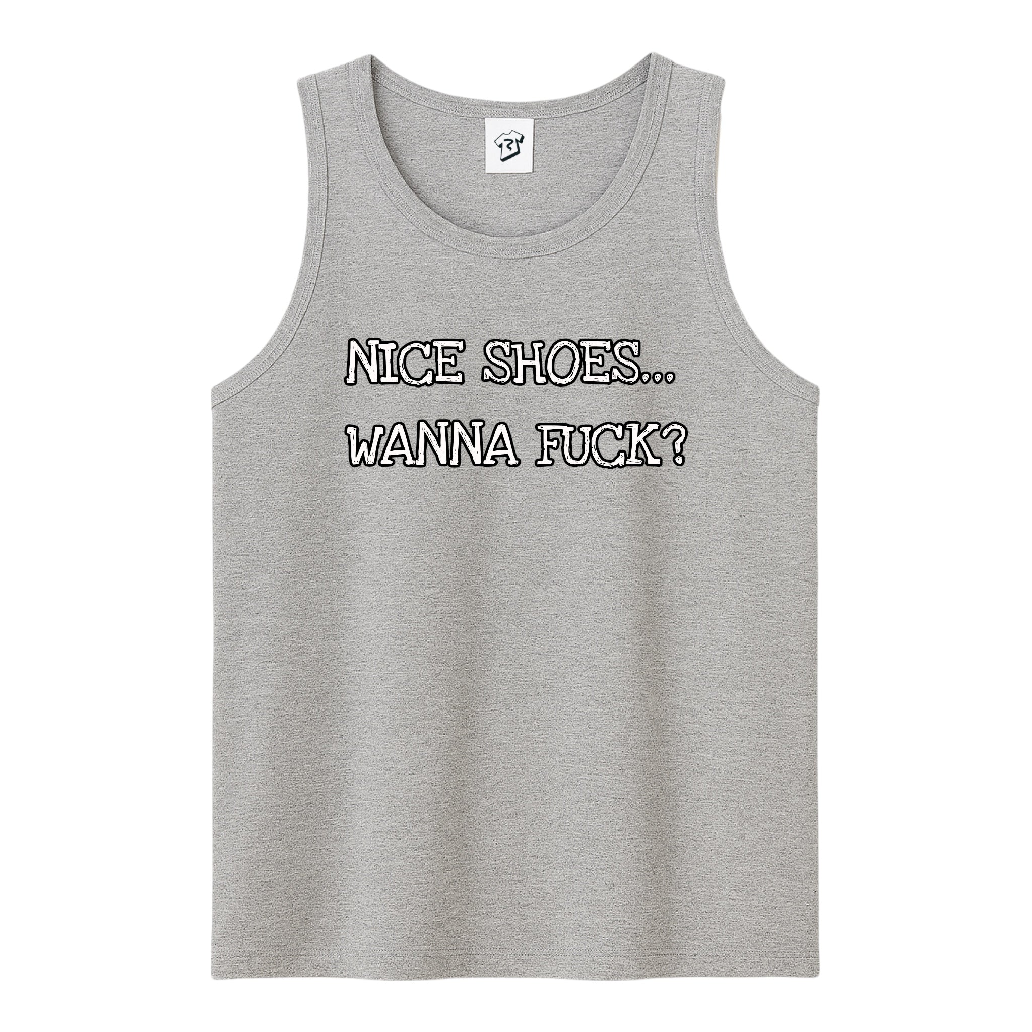 Tees Club tank top Nice Shoes...Wanna Fuck? - Tank Top Navy Size M detail