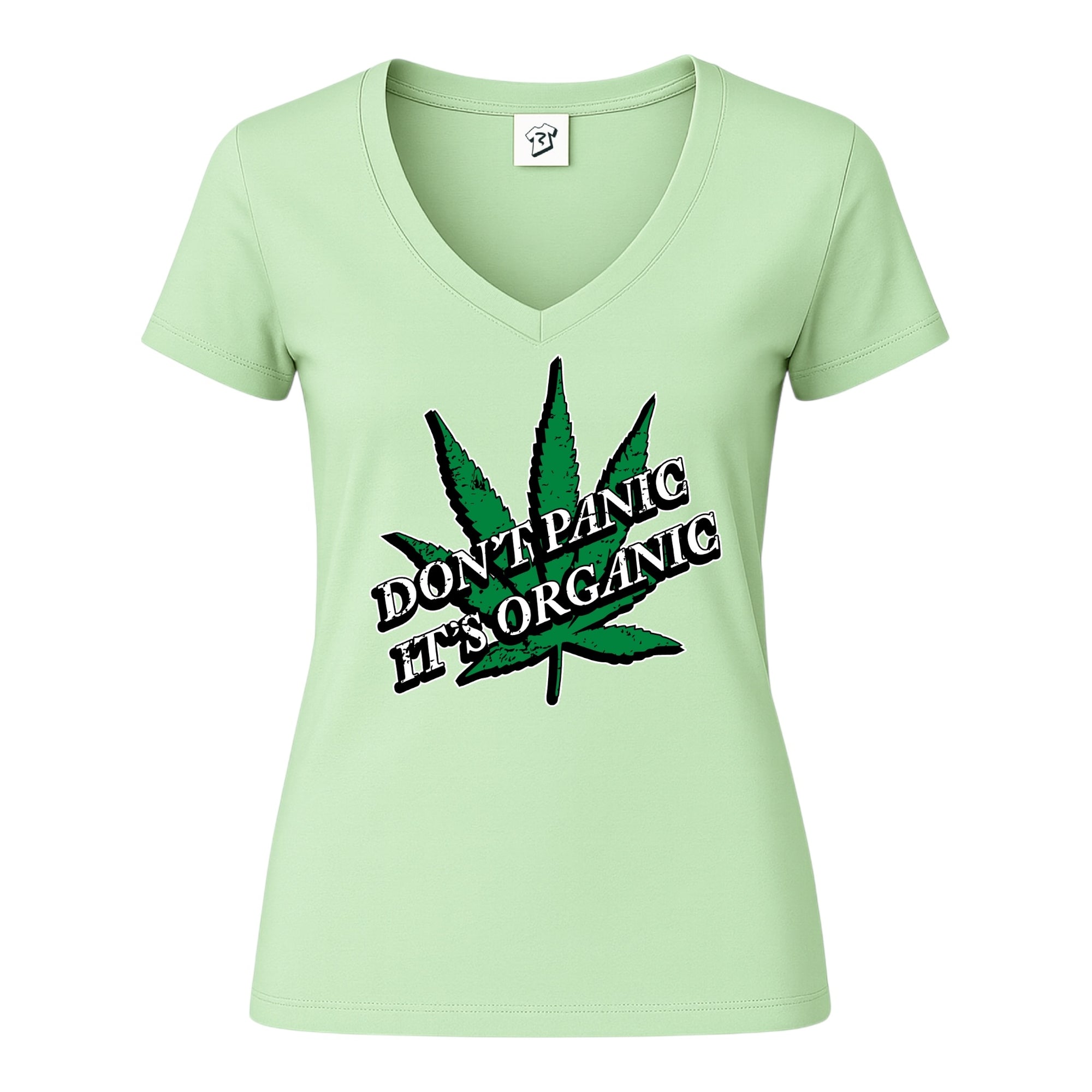 Tees Club v-neck t-shirt Don't Panic It's Organic - V-Neck Tee Black Size XS back view