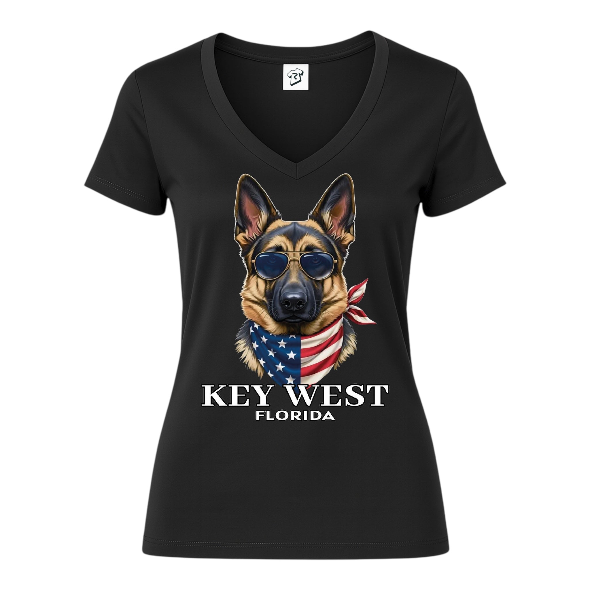 Tees Club v-neck t-shirt German Shepherd KW - V-Neck Tee Black Size S detail
