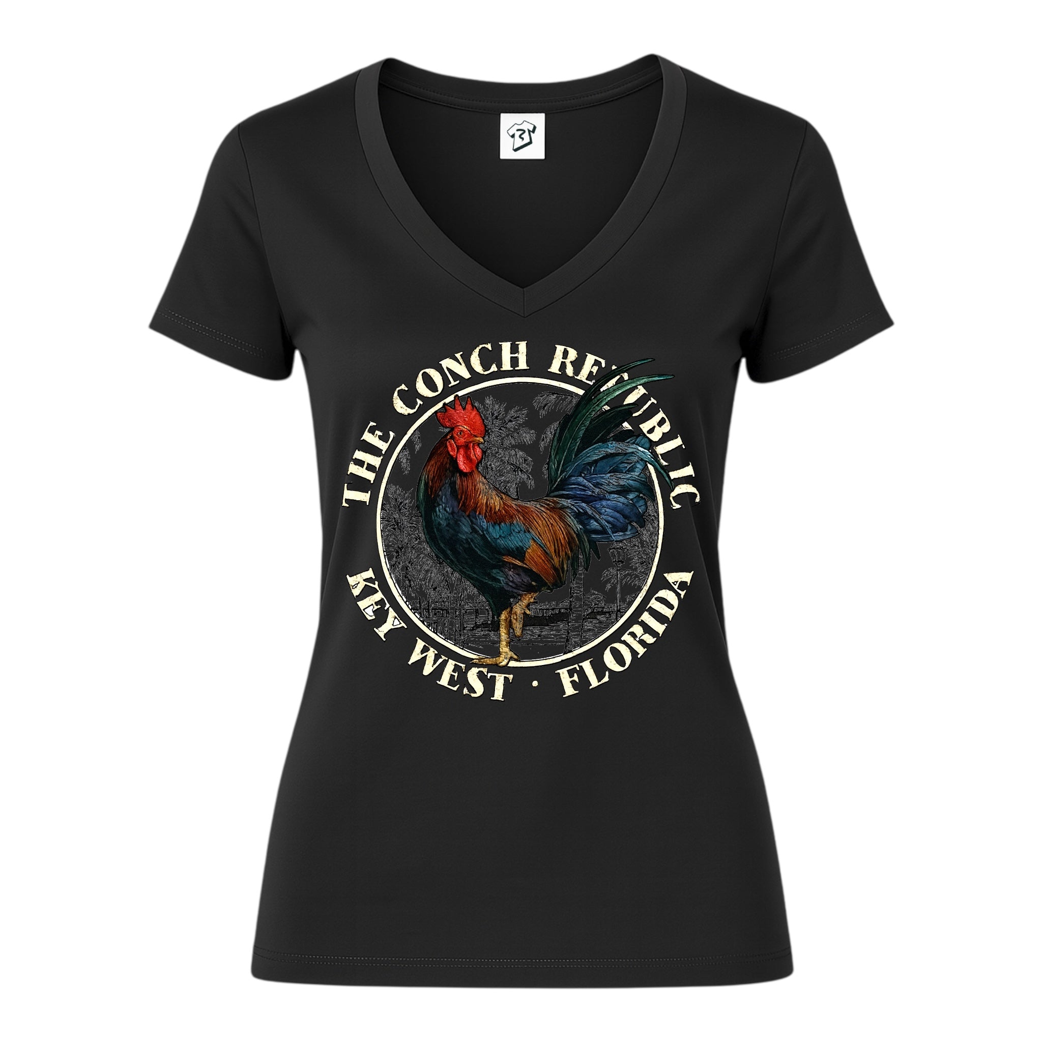 Tees Club v-neck t-shirt Rooster Conch Rep KW - V-Neck Tee Black Size S detail