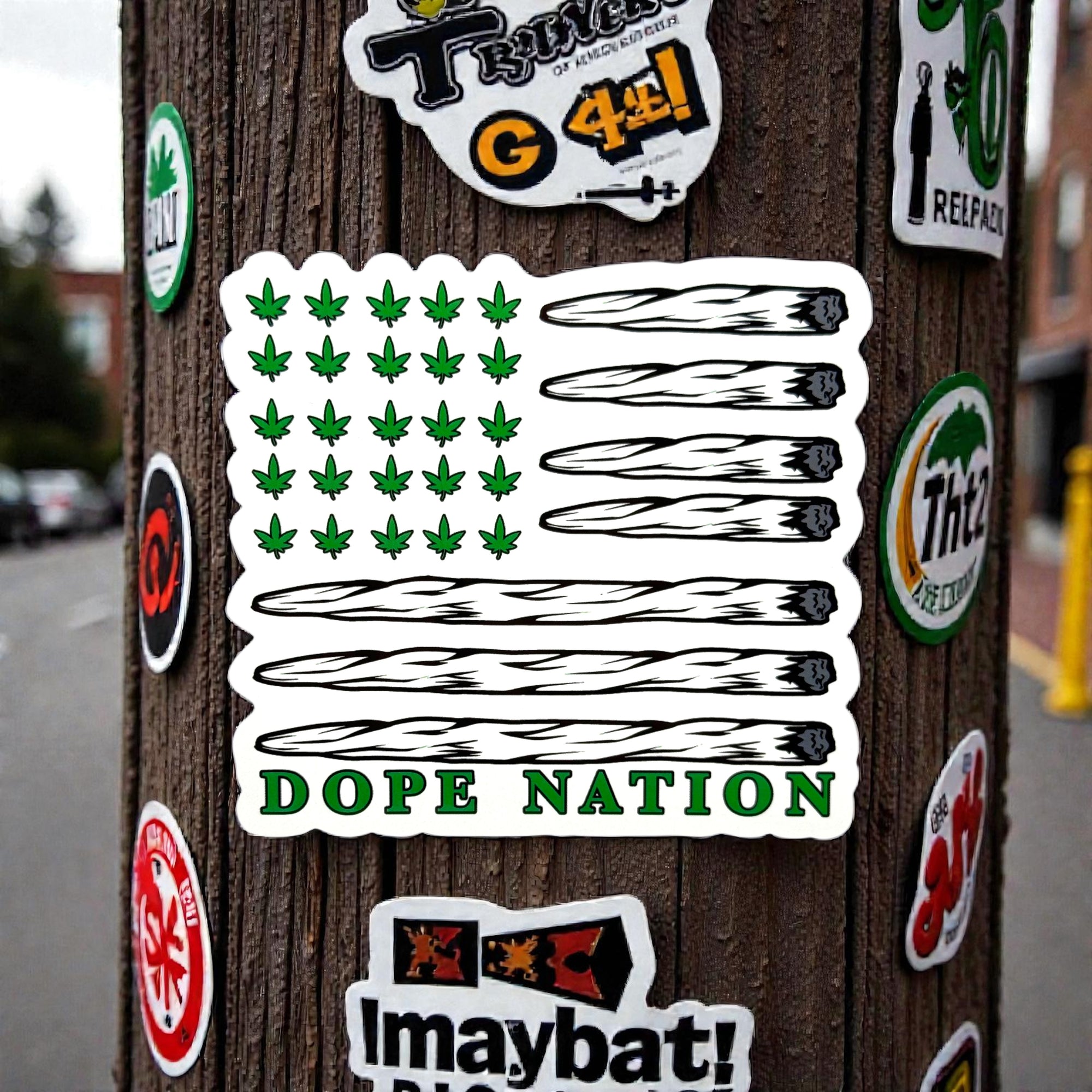 Tees Club vinyl sticker pack Dope Nation - Sticker (4" x 3") X3 pack back view