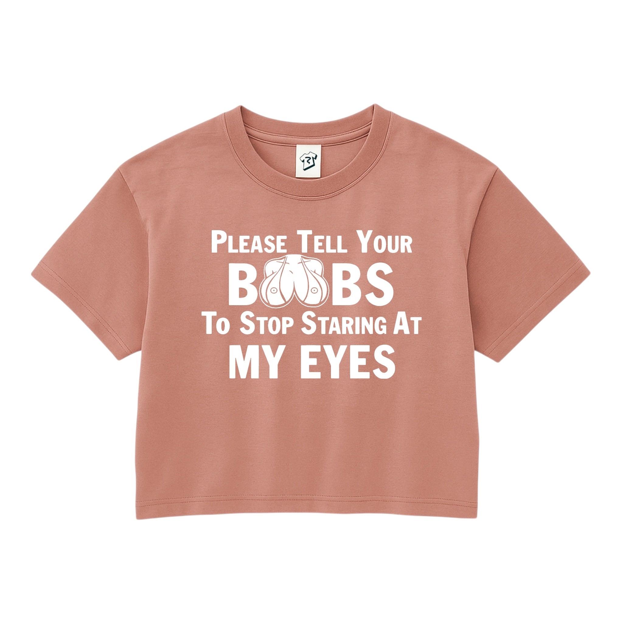 Tees Club crop top Please Tell Your Boobs to Stop Staring At My Eyes - Crop Top Black Size S detail