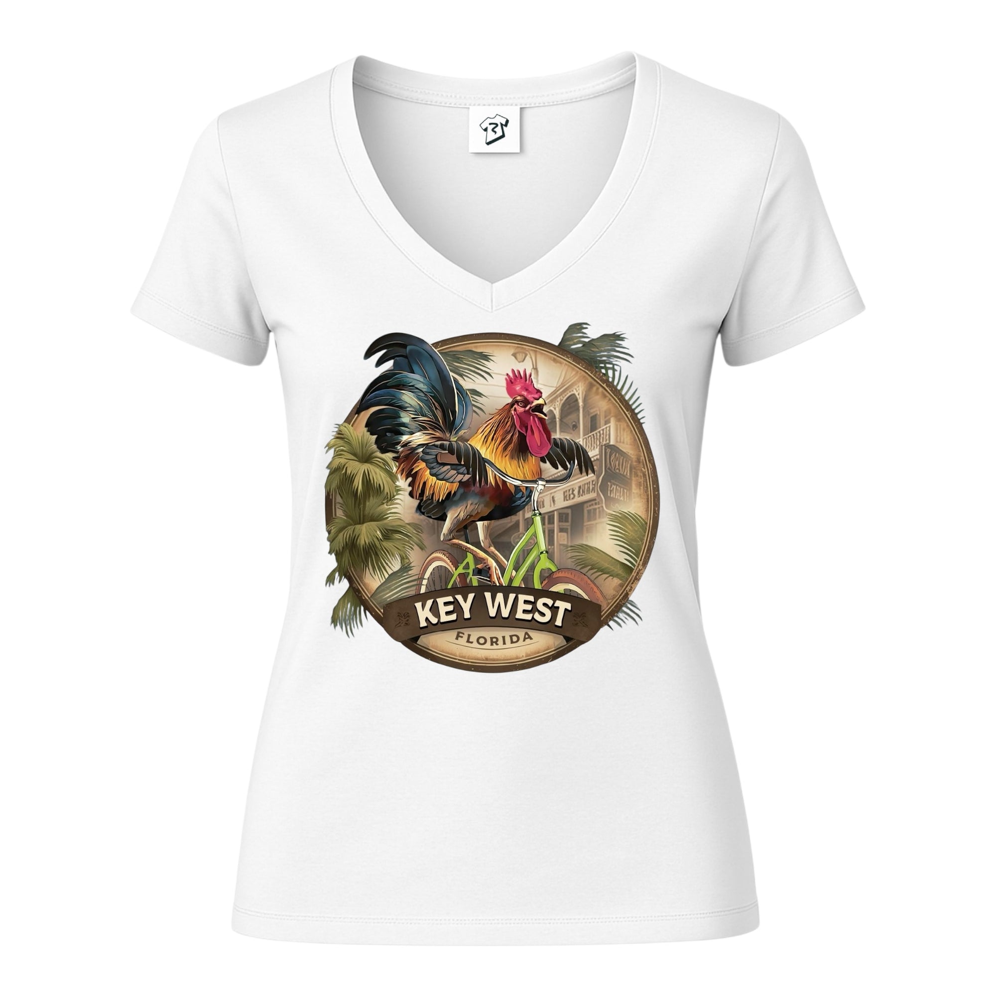 Tees Club v-neck t-shirt Bike Rooster KW - V-Neck Tee Black Size XS front view