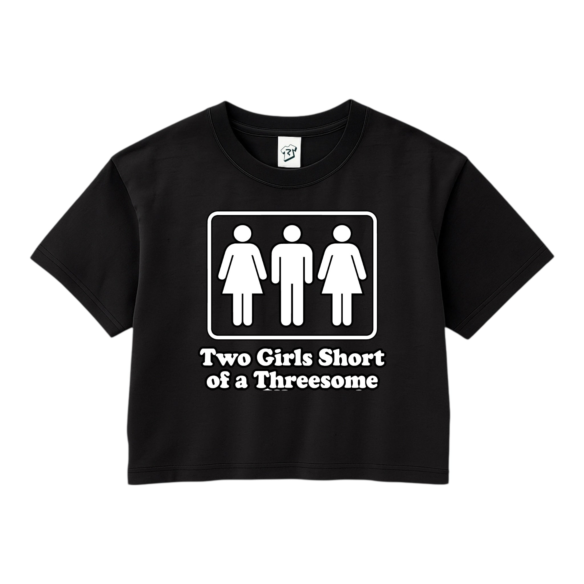 Tees Club crop top Two Girls Short of a Threesome - Crop Top Black Size S detail