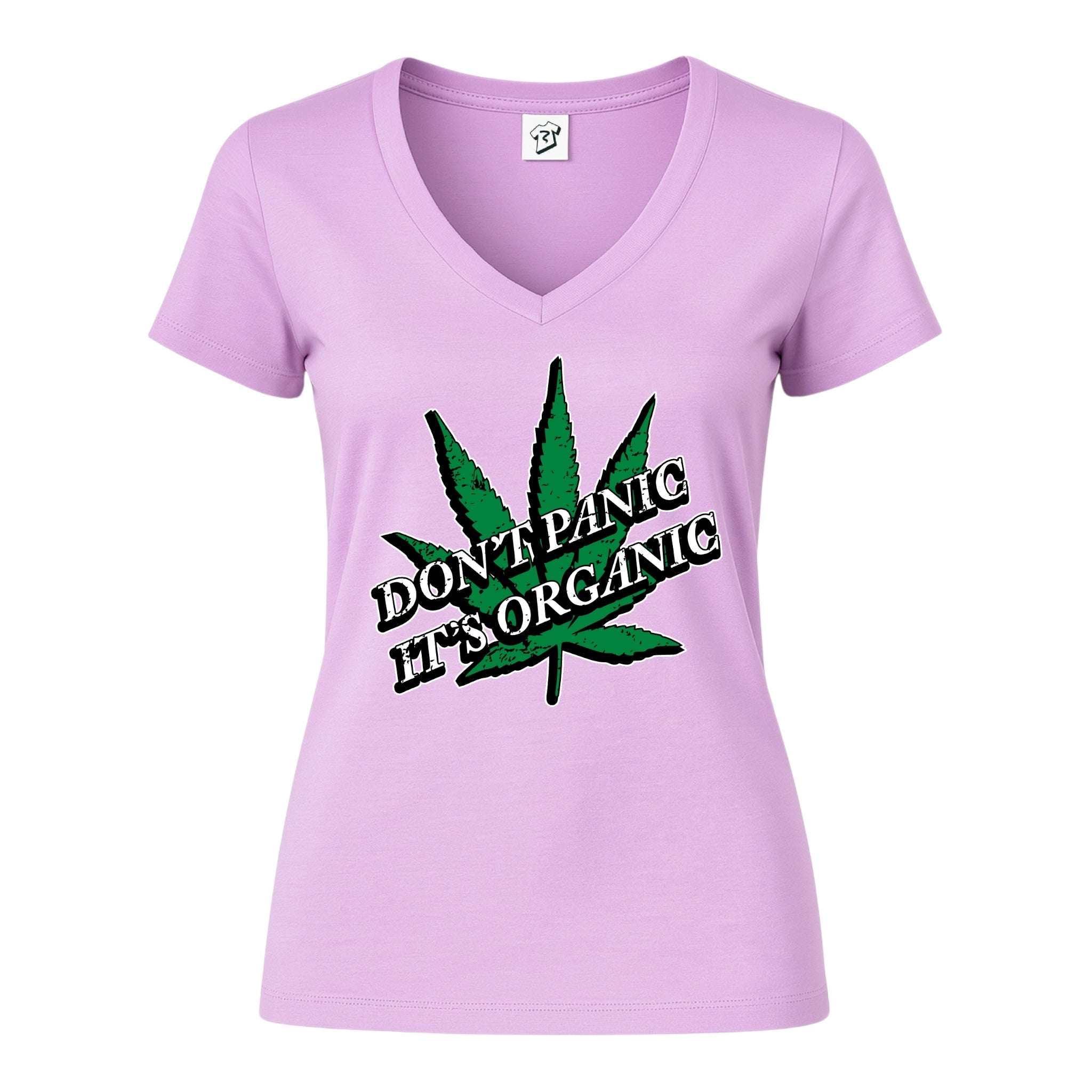 Tees Club v-neck t-shirt Don't Panic It's Organic - V-Neck Tee Black Size S detail