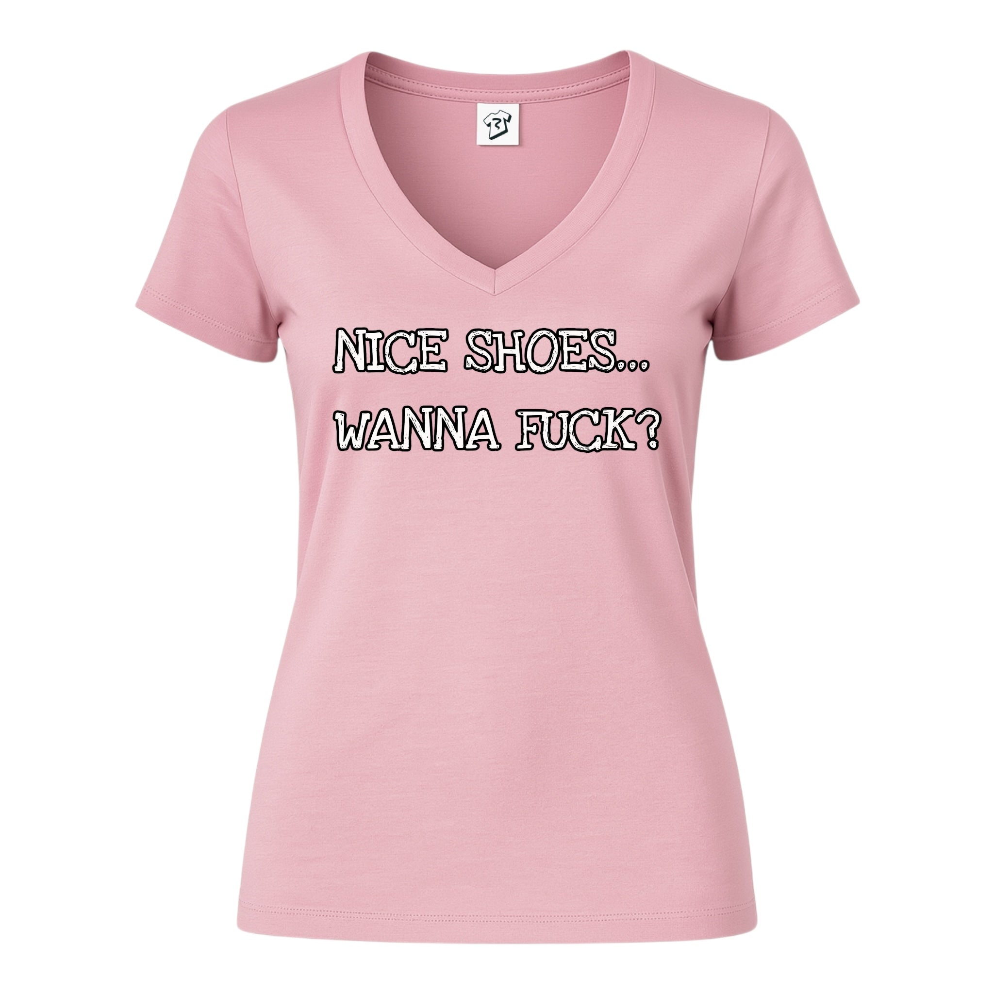 Tees Club v-neck t-shirt Nice Shoes...Wanna Fuck? - V-Neck Tee Black Size S detail
