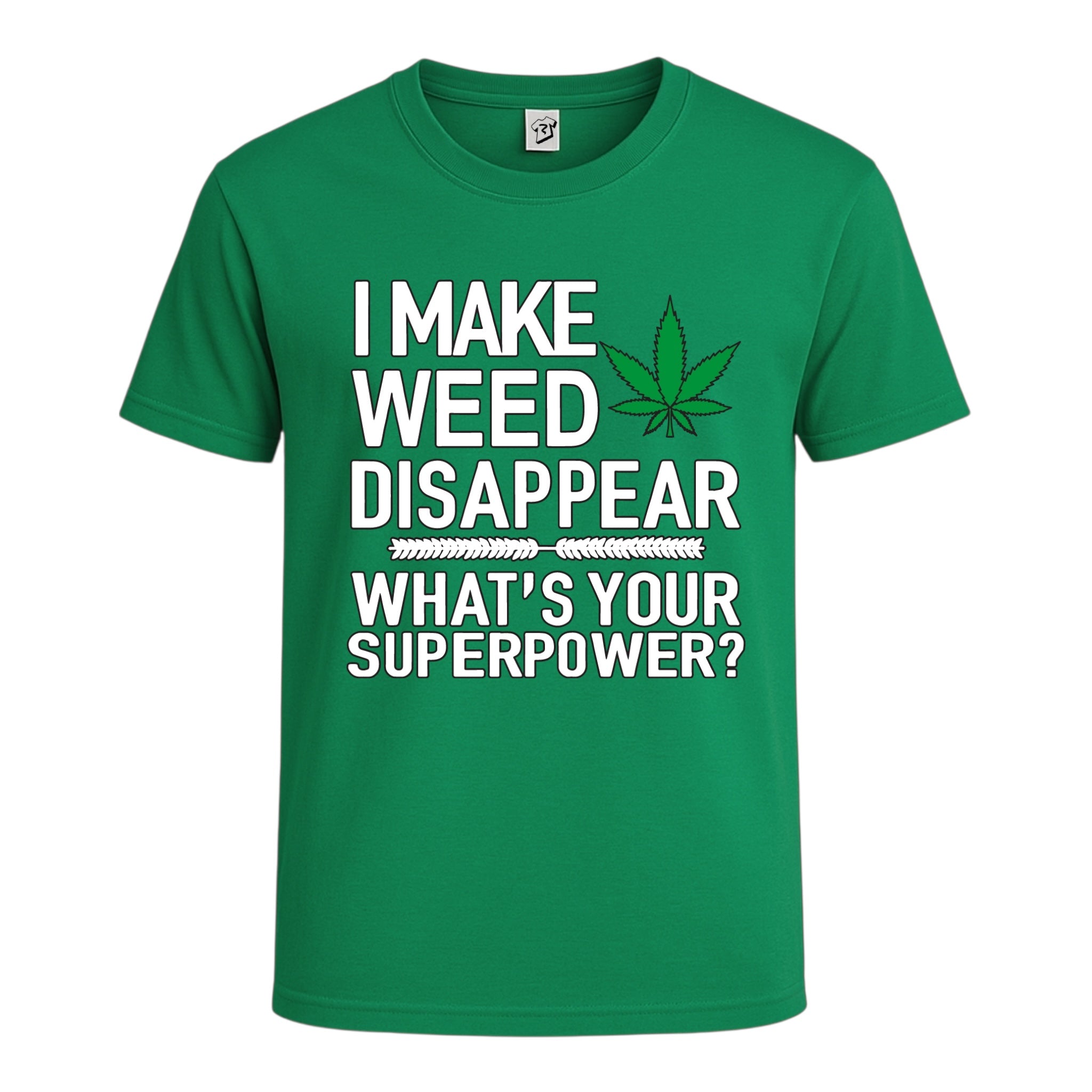Tees Club graphic tee I Make Weed Disappear What's Your Superpower? - Cotton Tee Navy Size S back view