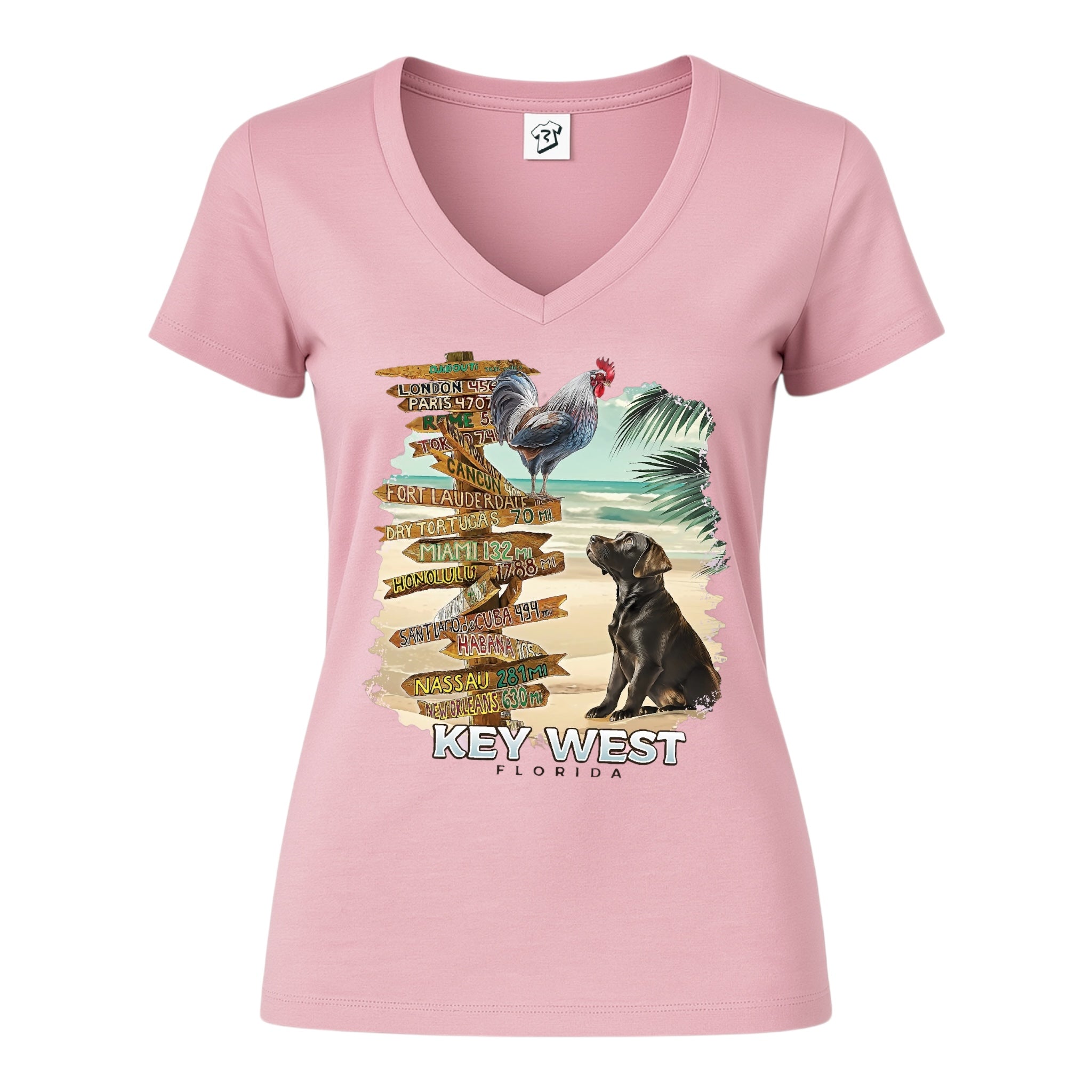 Tees Club v-neck t-shirt Dog and Rooster KW - V-Neck Tee Black Size S detail