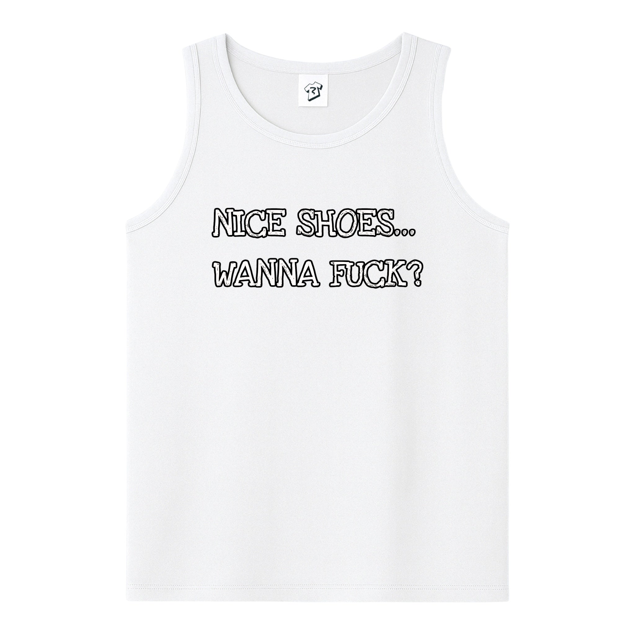 Tees Club tank top Nice Shoes...Wanna Fuck? - Tank Top Navy Size L detail