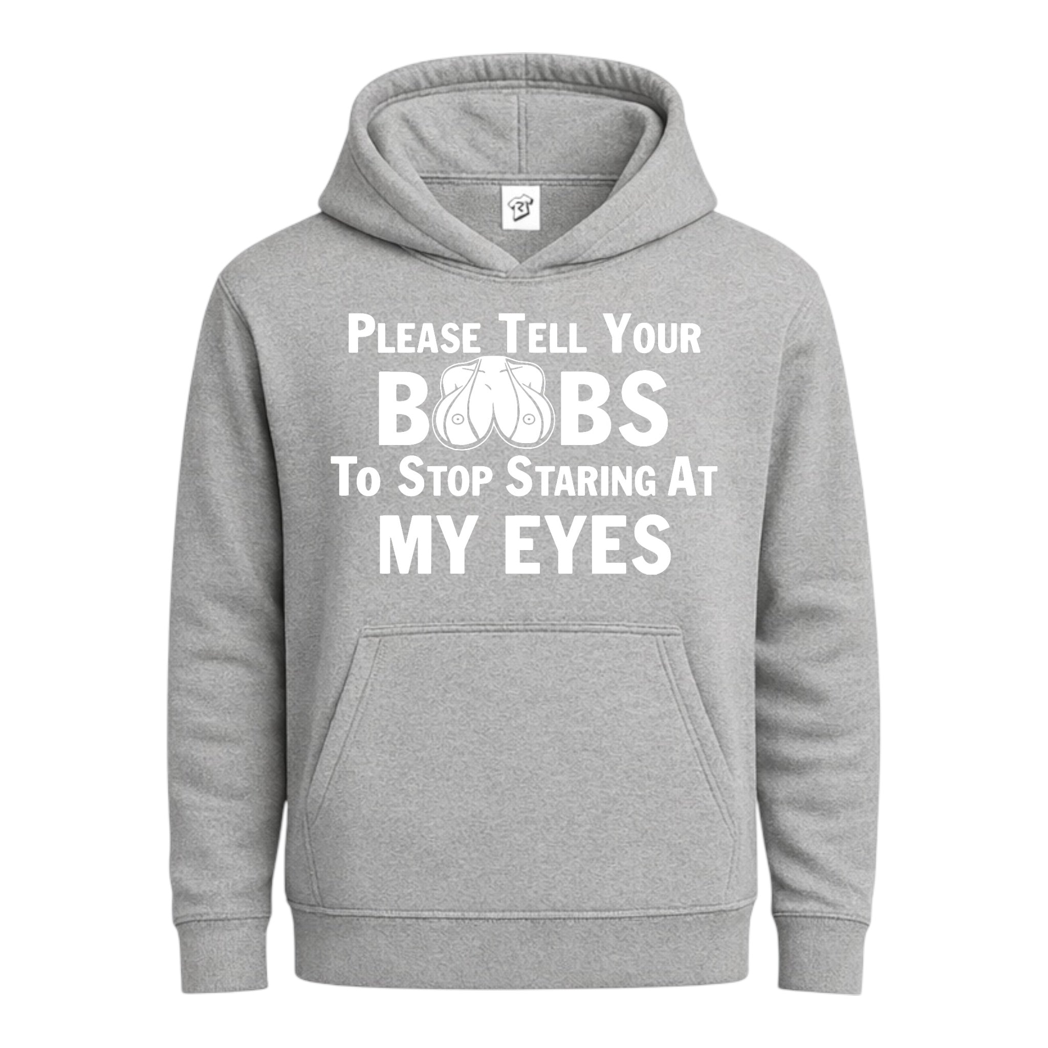 Tees Club streetwear hoodie Please Tell Your Boobs to Stop Staring At My Eyes - Hoodie Navy Size M detail