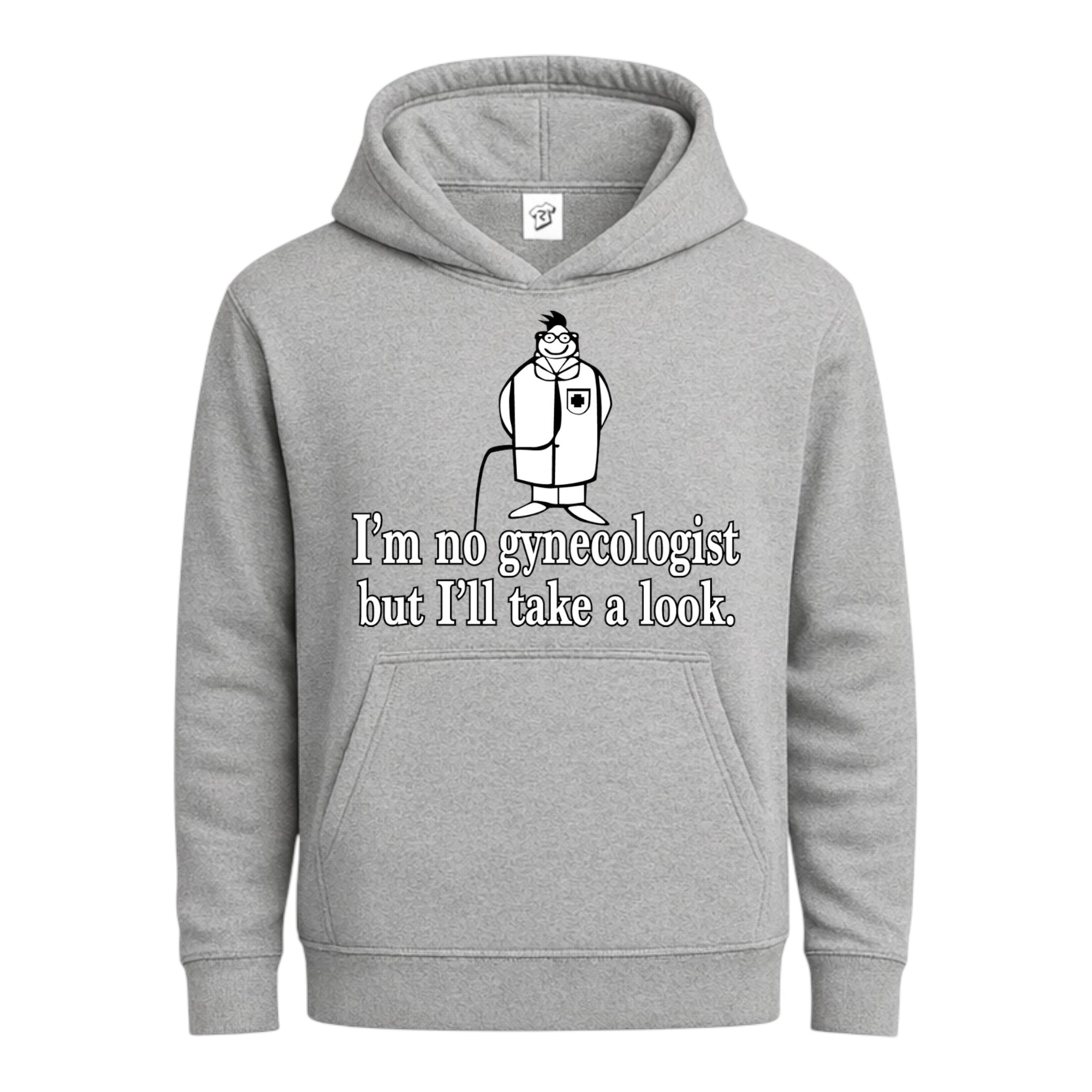 Tees Club streetwear hoodie I'm No Gynecologist But I'll Take a Look - Hoodie Navy Size S front view