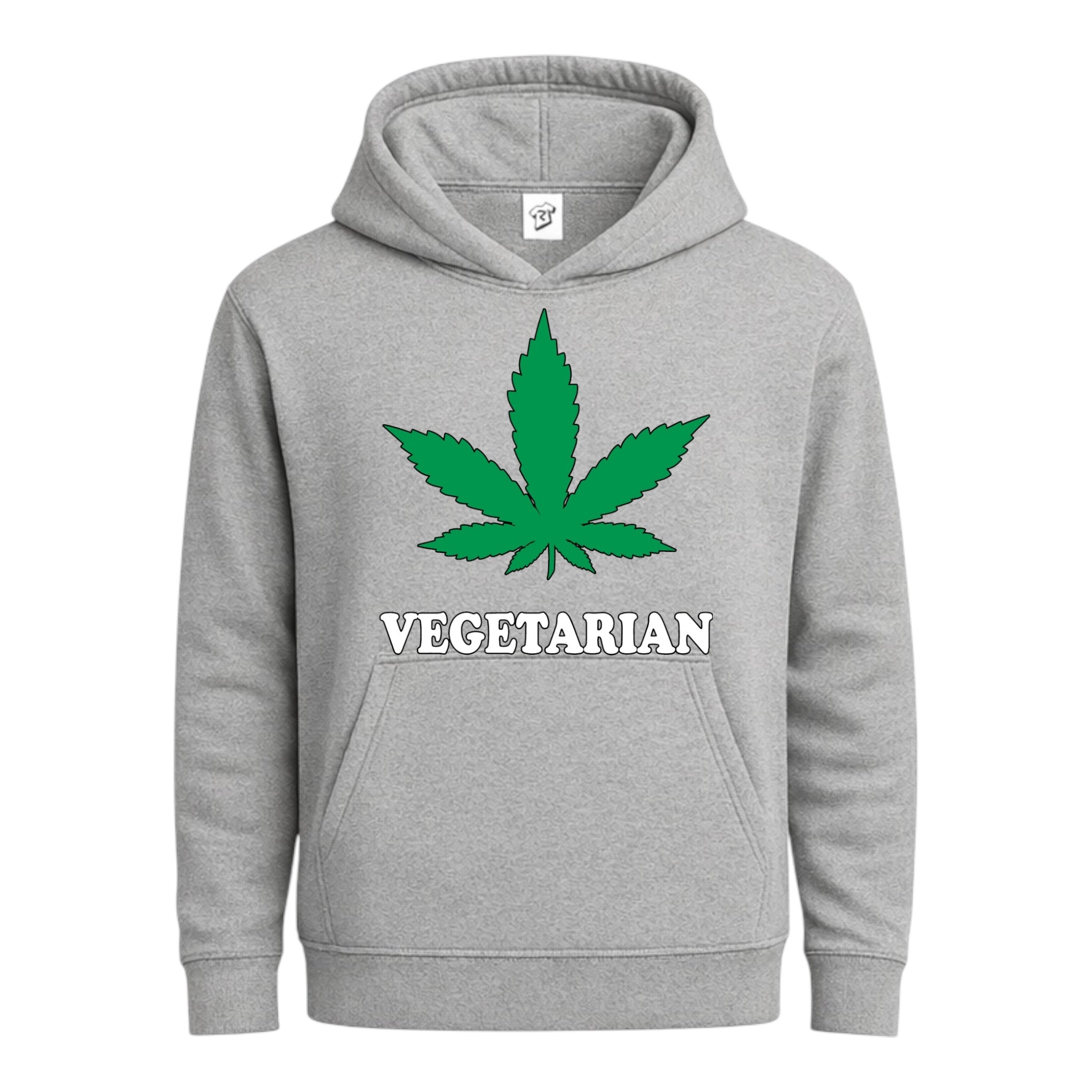 Vegetarian hoodie featuring a green leaf design, perfect for streetwear and everyday casual comfort.