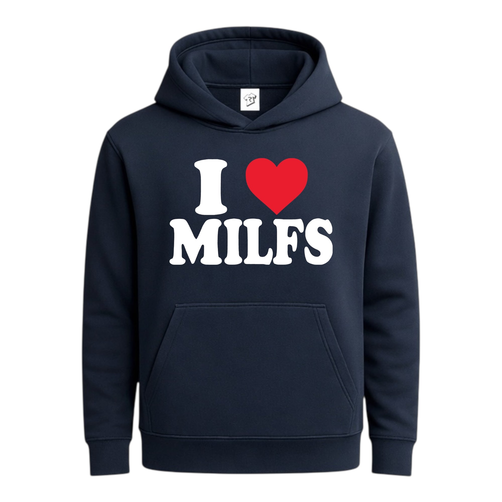 Tees Club streetwear hoodie I Love MILFS - Hoodie Navy Size S front view