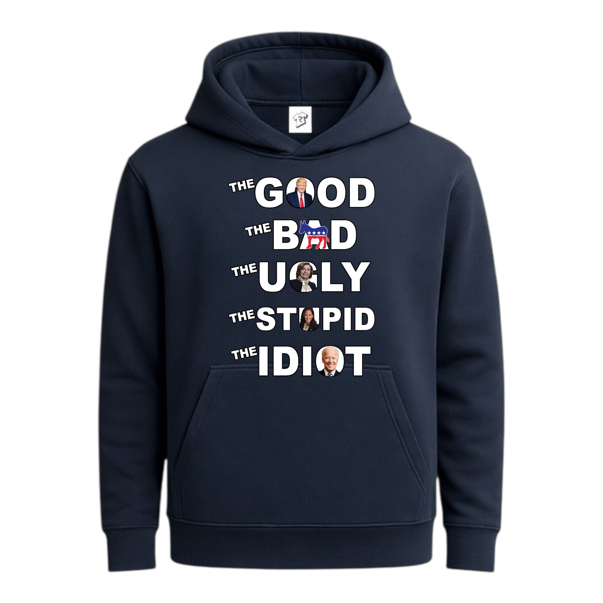 Tees Club streetwear hoodie The Good The Bad The Ugly The Stupid - Hoodie Navy Size S front view