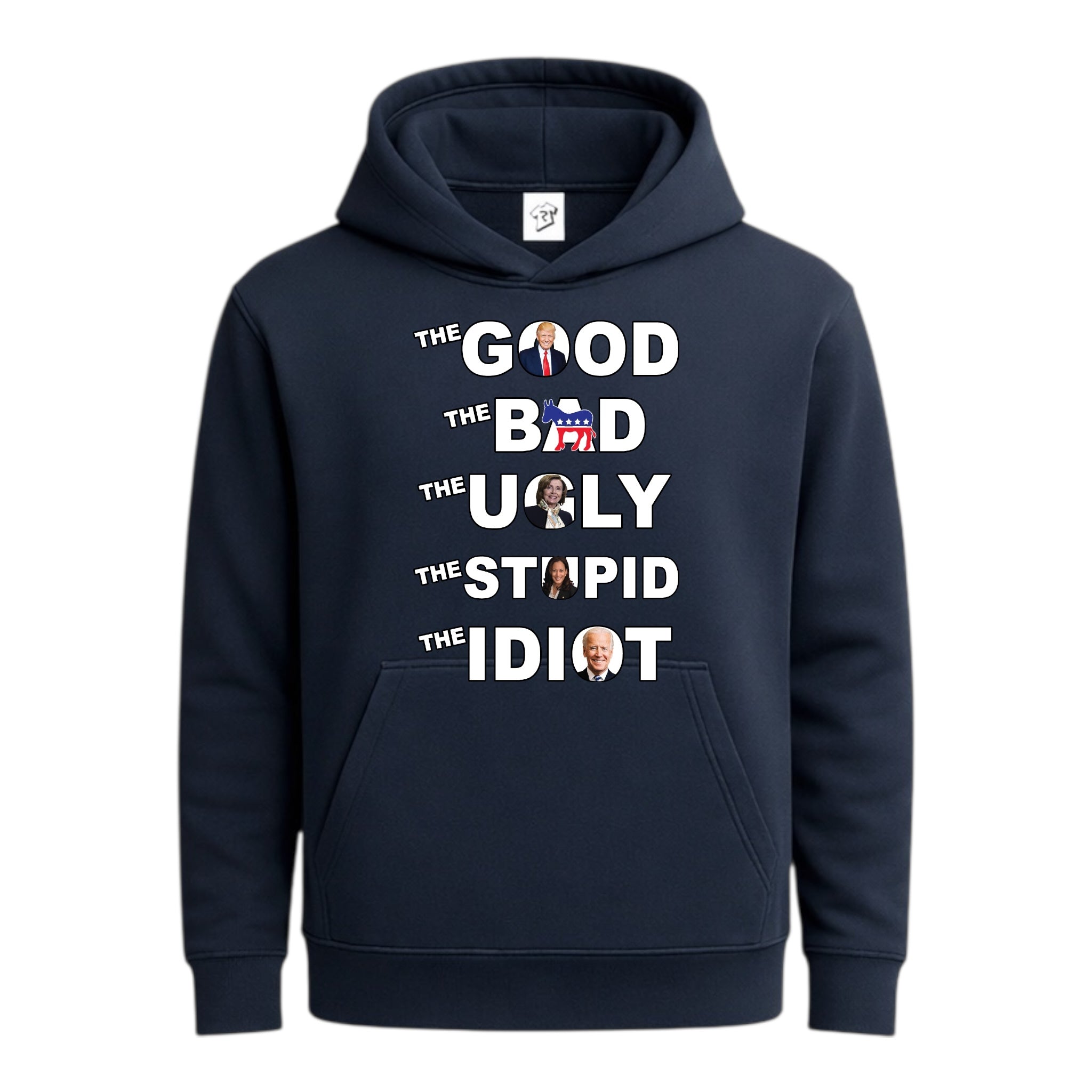 Tees Club streetwear hoodie The Good The Bad The Ugly The Stupid - Hoodie Navy Size S front view