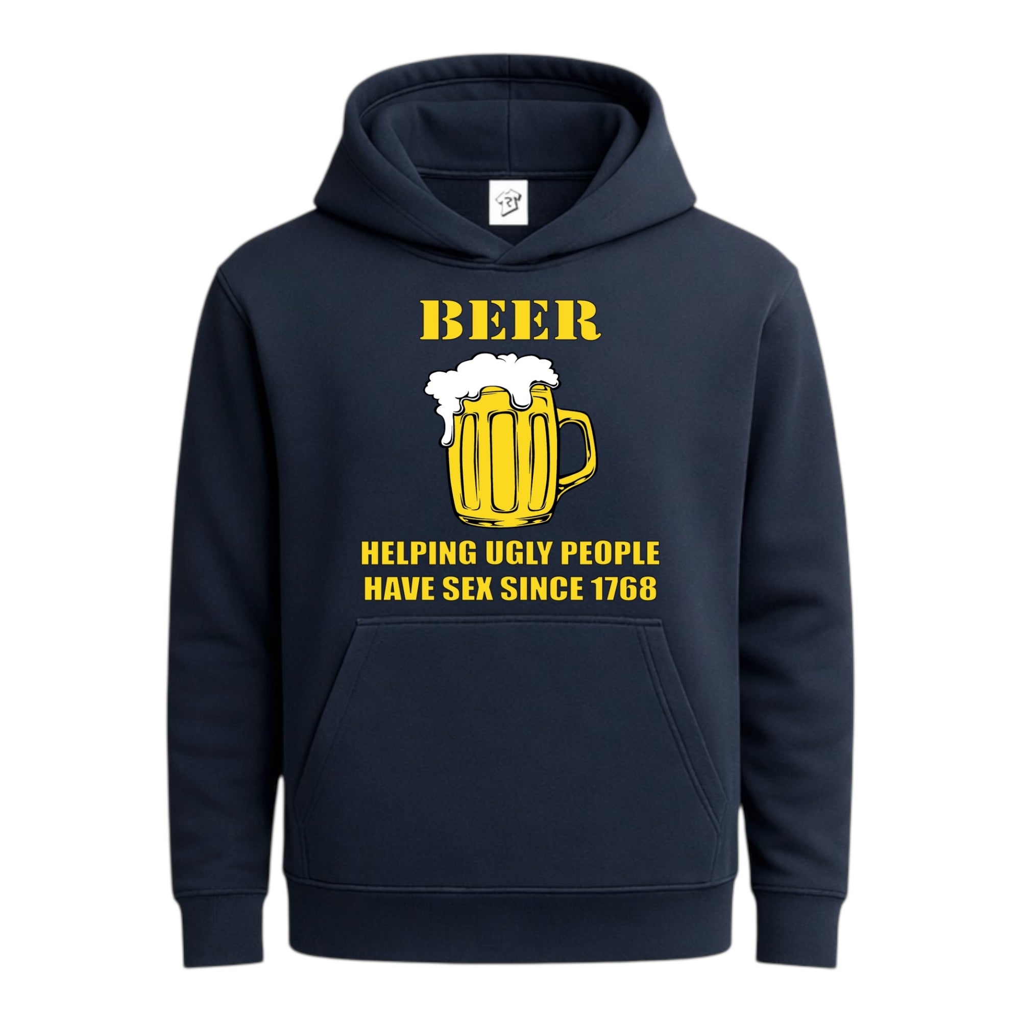 Tees Club streetwear hoodie Beer Helping Ugly People Have Sex - Hoodie Navy Size S back view