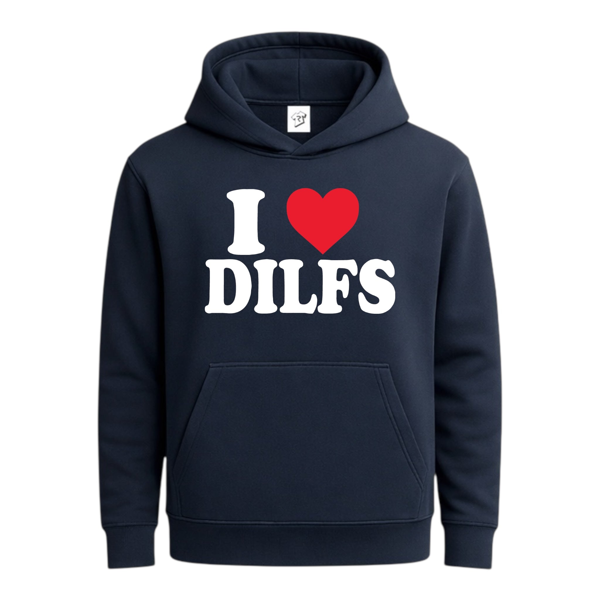 Tees Club streetwear hoodie I Love DILFS - Hoodie Navy Size S front view
