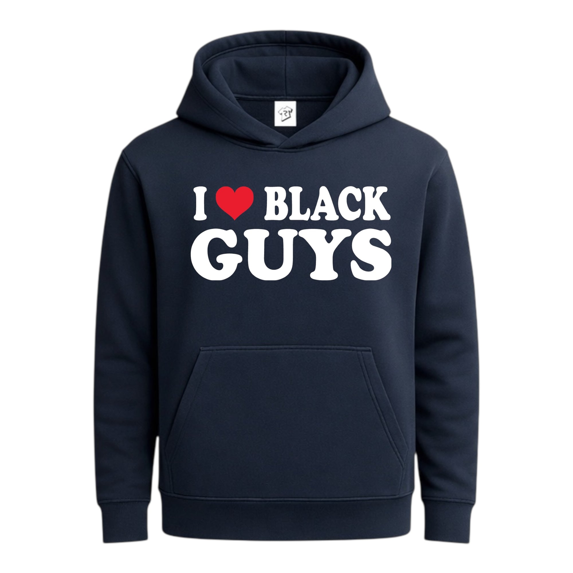 Tees Club streetwear hoodie I Love Black Guys - Hoodie Navy Size S front view
