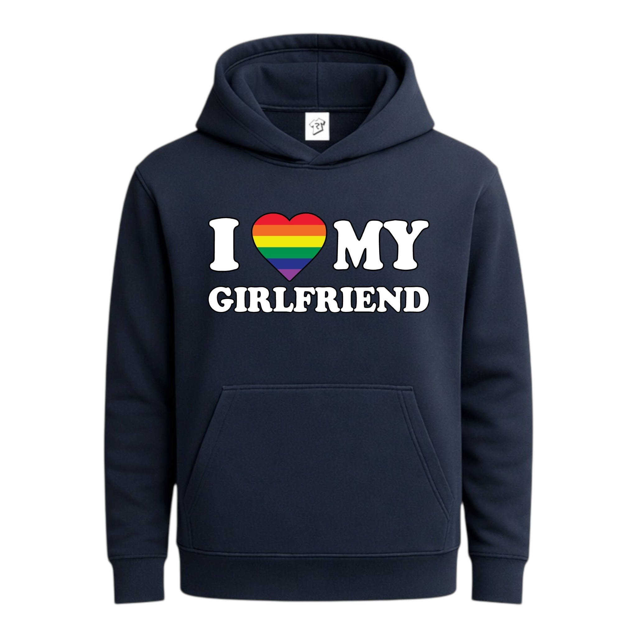 Tees Club streetwear hoodie I Love My Girlfriend (Pride) - Hoodie Navy Size S back view