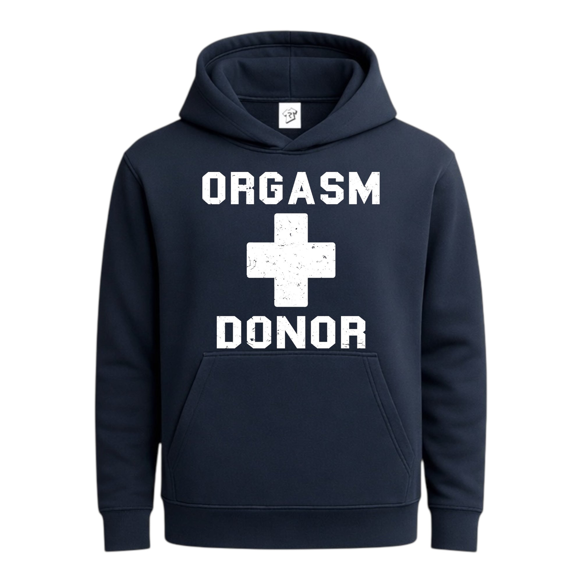 Tees Club streetwear hoodie Orgasm Donor - Hoodie Navy Size S back view