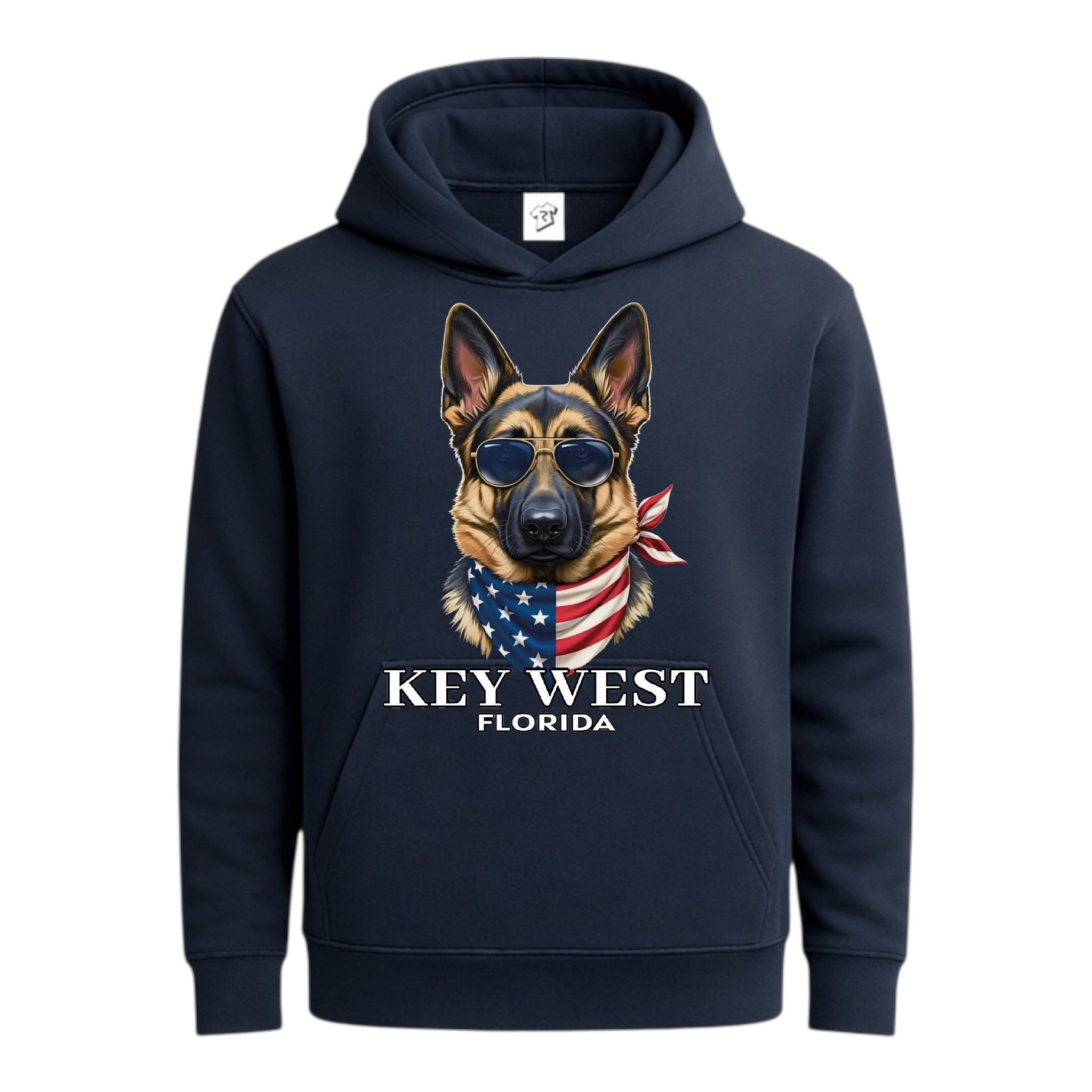 Tees Club streetwear hoodie German Shepherd KW - Hoodie Navy Size S back view