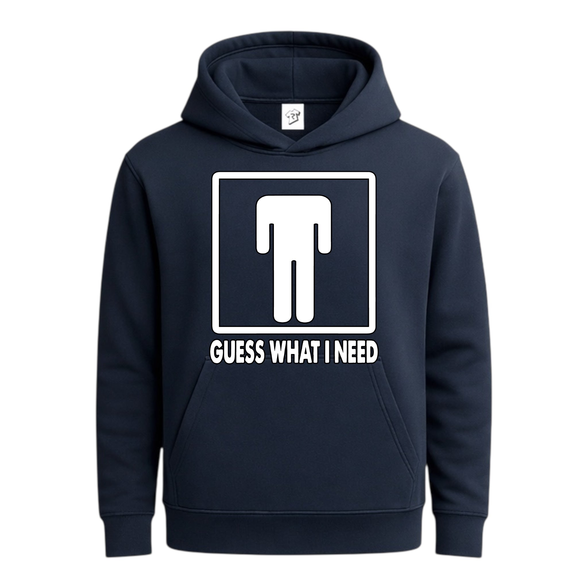 Tees Club streetwear hoodie Guess What I Need - Hoodie Navy Size S front view