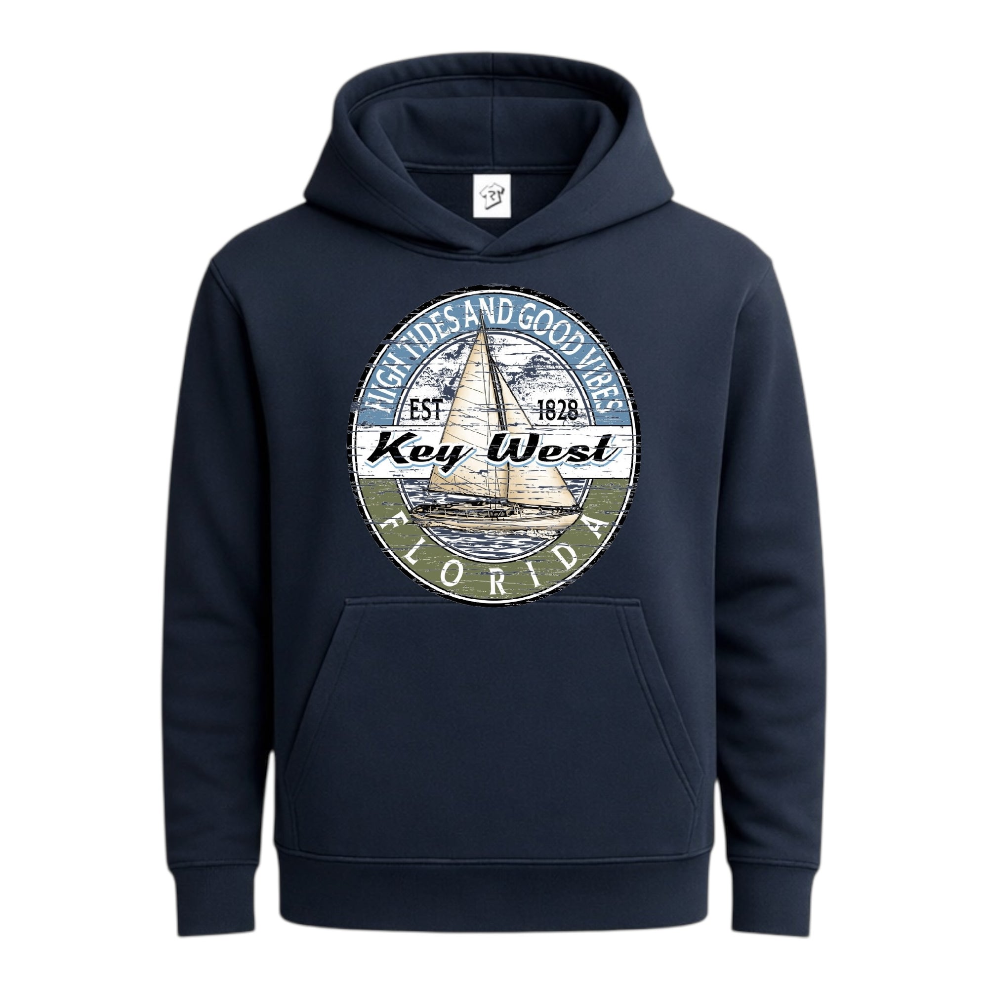 Tees Club streetwear hoodie Sail Boat KW - Hoodie Navy Size S front view