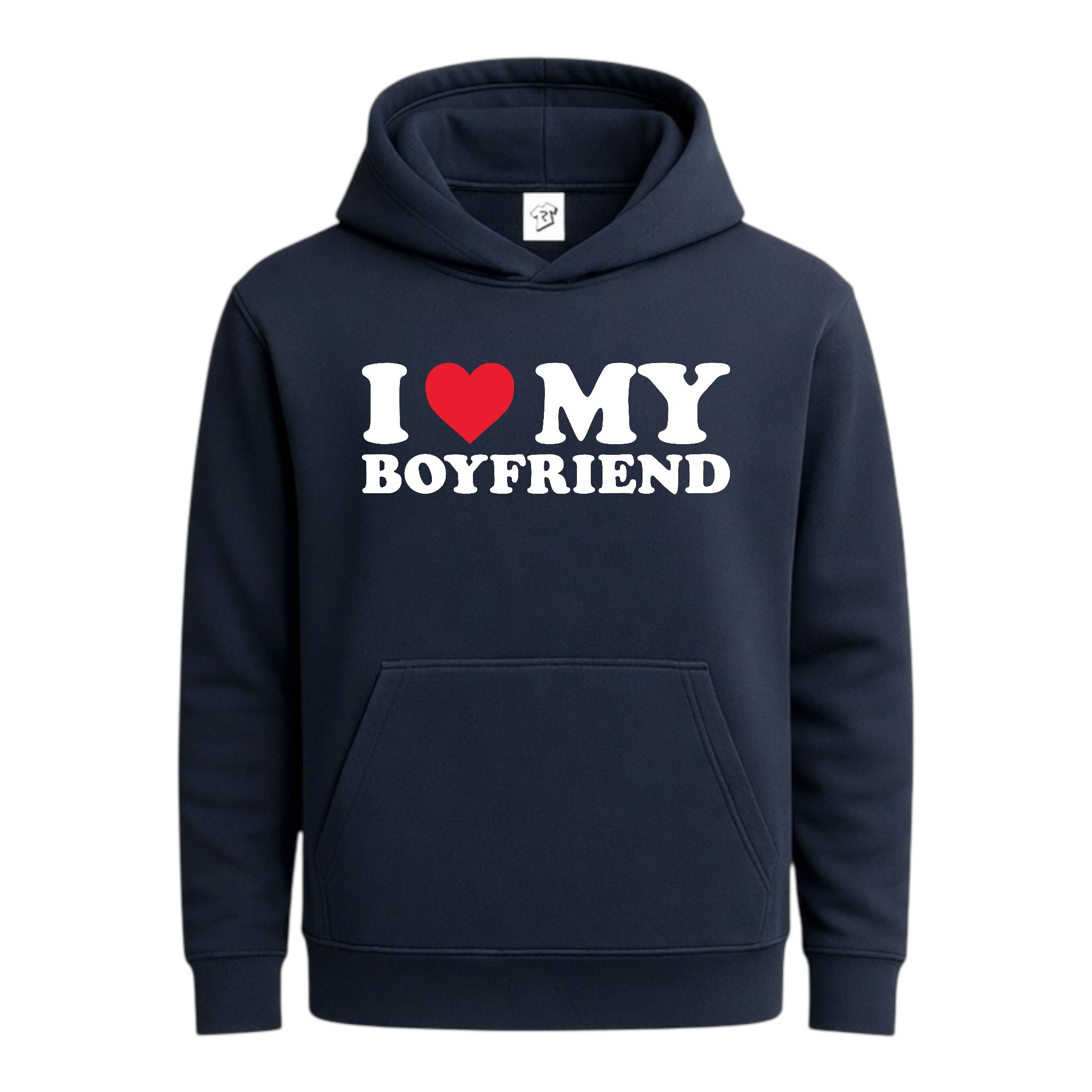 Tees Club streetwear hoodie I Love My Boyfriend - Hoodie Navy Size S back view