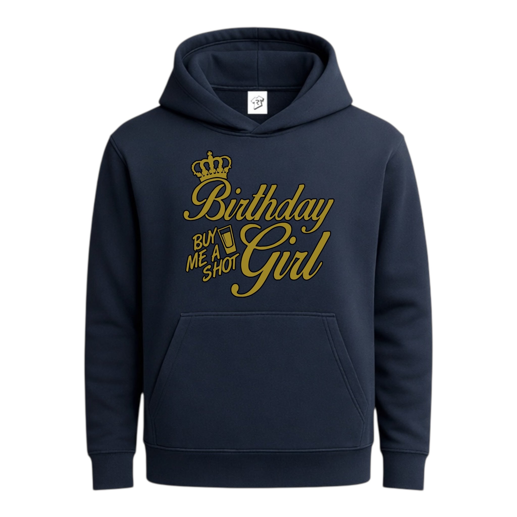 Tees Club streetwear hoodie Birthday Girl (Buy Me a Shot) - Hoodie Navy Size S back view