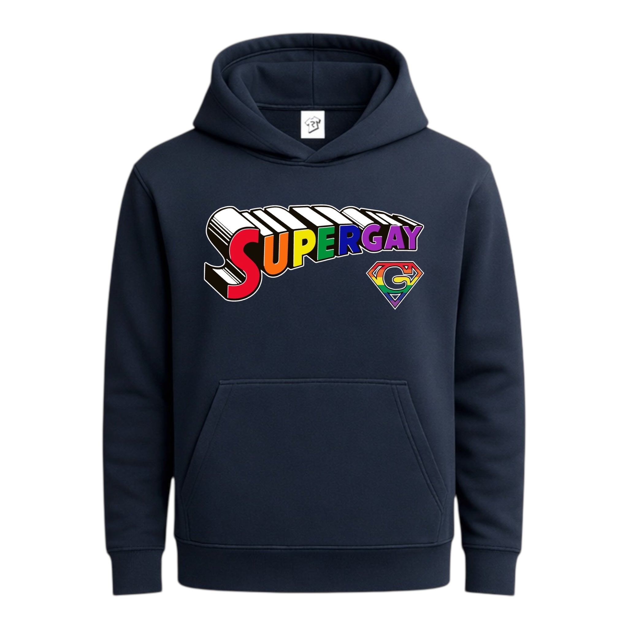 Tees Club streetwear hoodie Supergay - Hoodie Navy Size S back view
