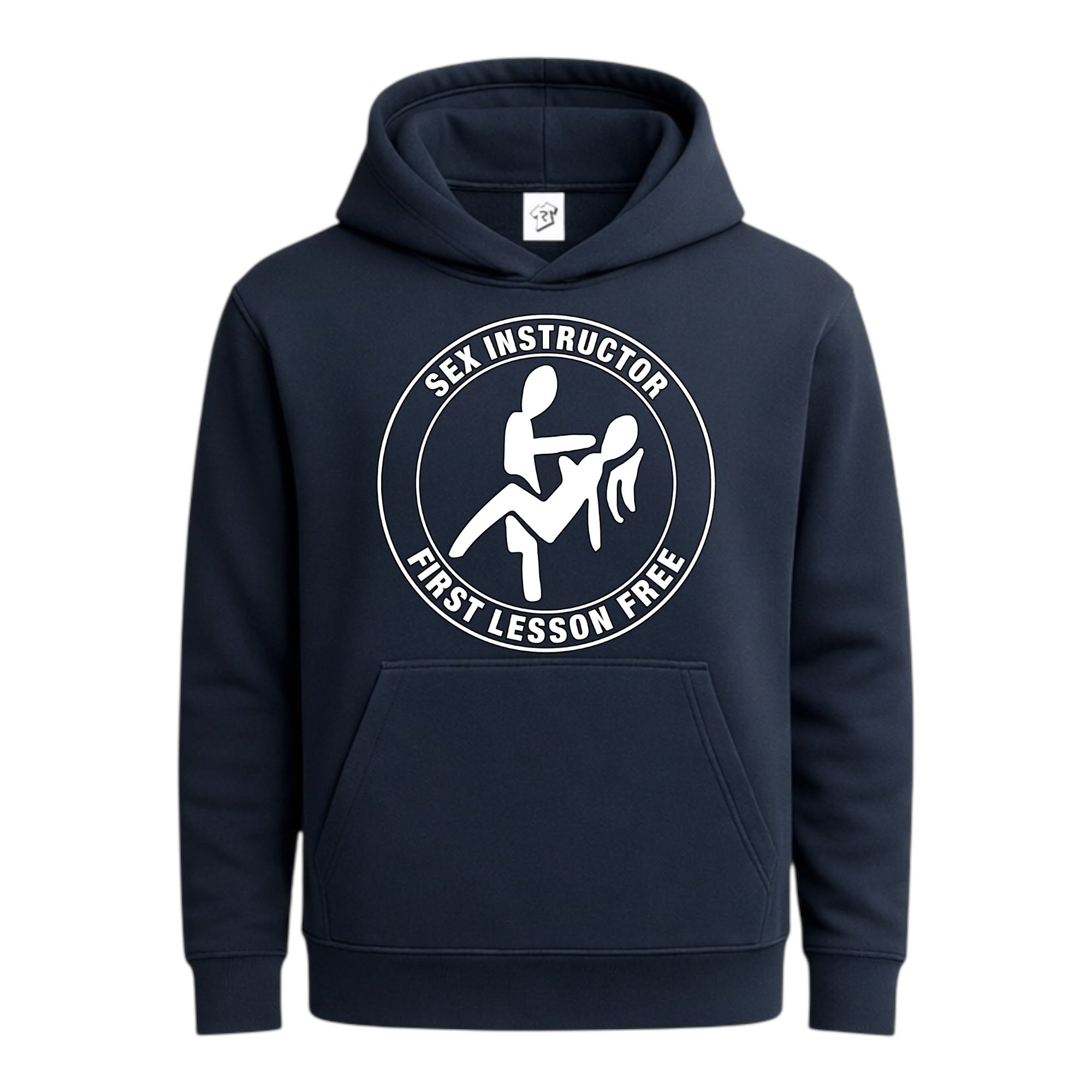 Tees Club streetwear hoodie Sex Instructor First Lesson Free - Hoodie Navy Size S back view