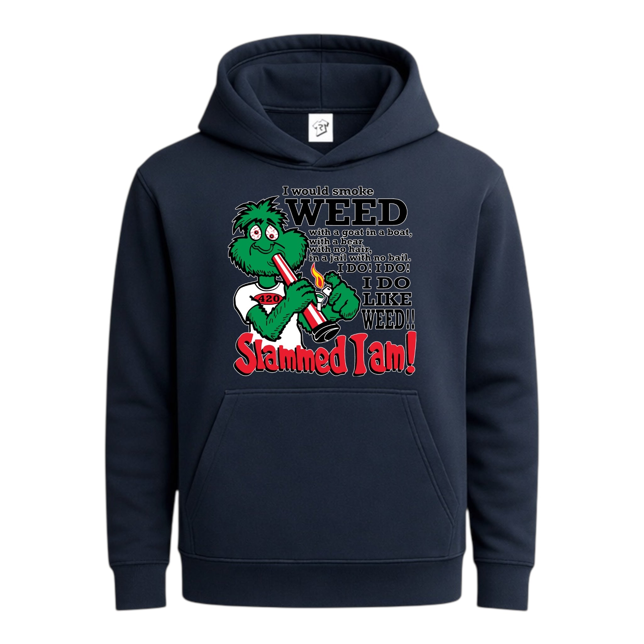 Tees Club streetwear hoodie Slammed I Am Weed - Hoodie Navy Size M detail
