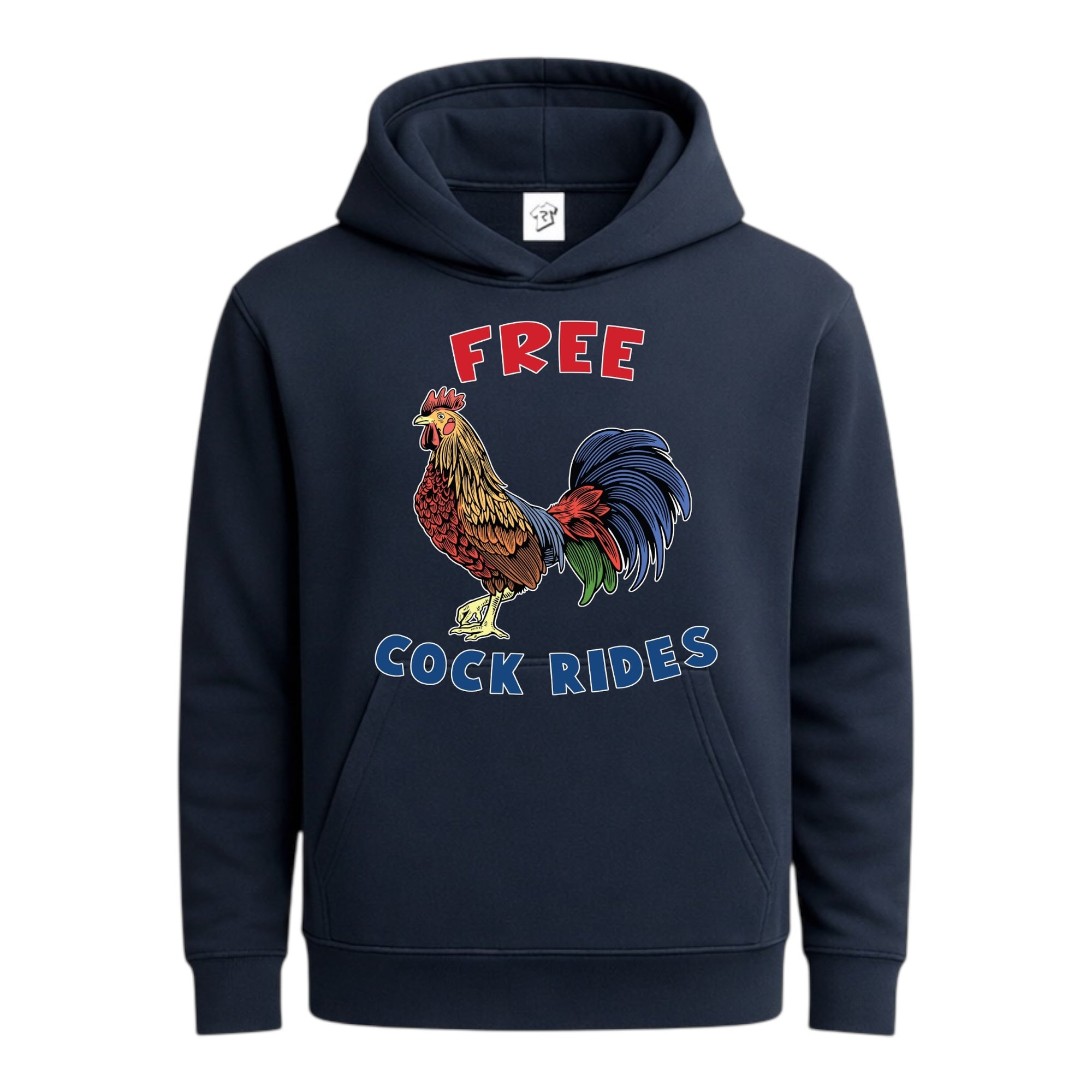 Tees Club streetwear hoodie Free Cock Rides - Hoodie Navy Size S back view