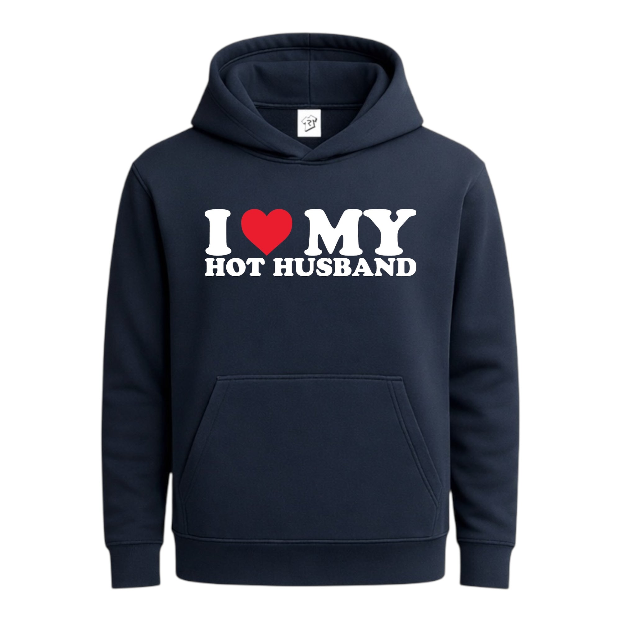 Tees Club streetwear hoodie I Love My Hot Husband - Hoodie Navy Size S back view