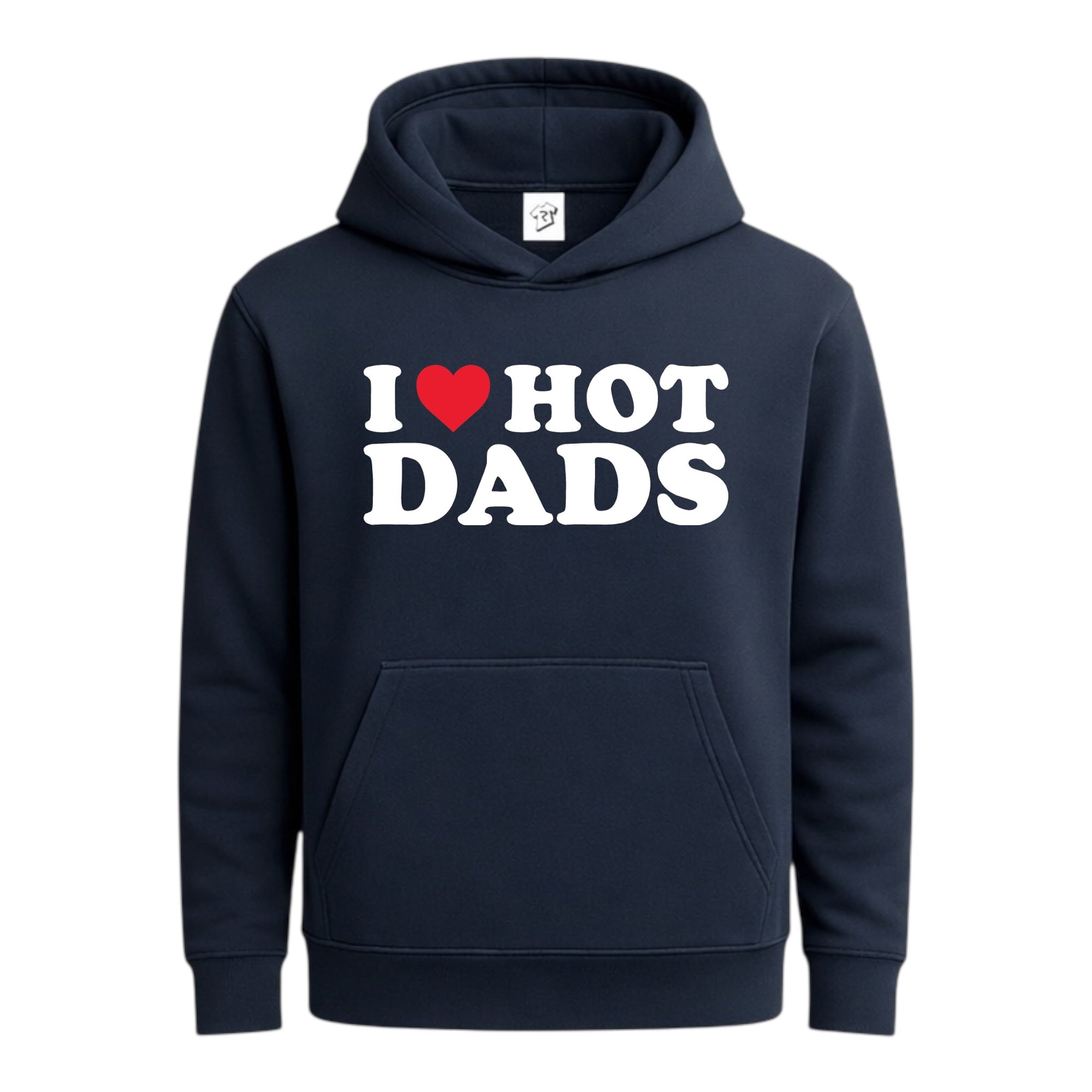 Tees Club streetwear hoodie I Love Hot Dads - Hoodie Navy Size S front view