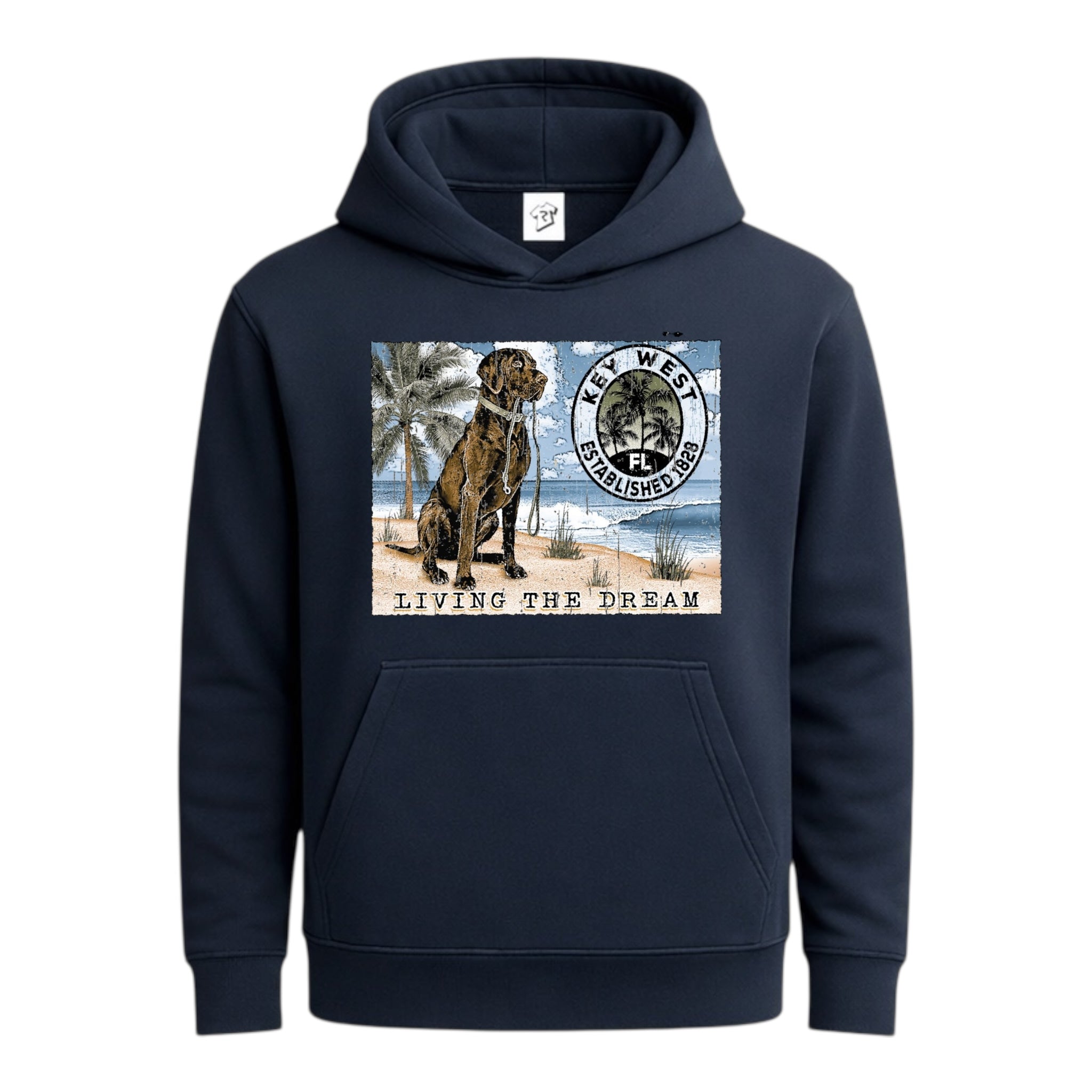Tees Club streetwear hoodie Black Lab Dog KW - Hoodie Navy Size M detail