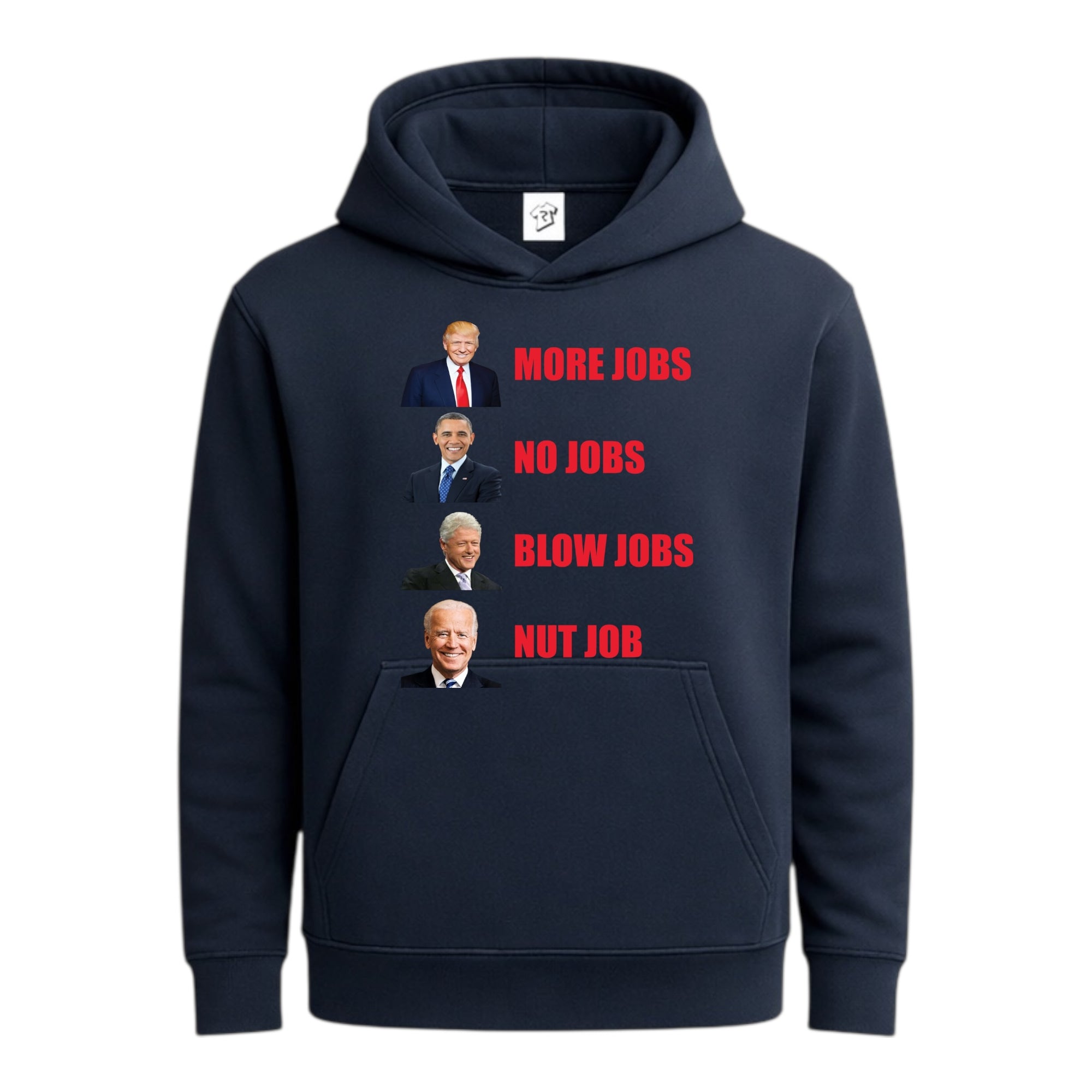 Tees Club streetwear hoodie More Jobs No Jobs - Hoodie Navy Size S back view