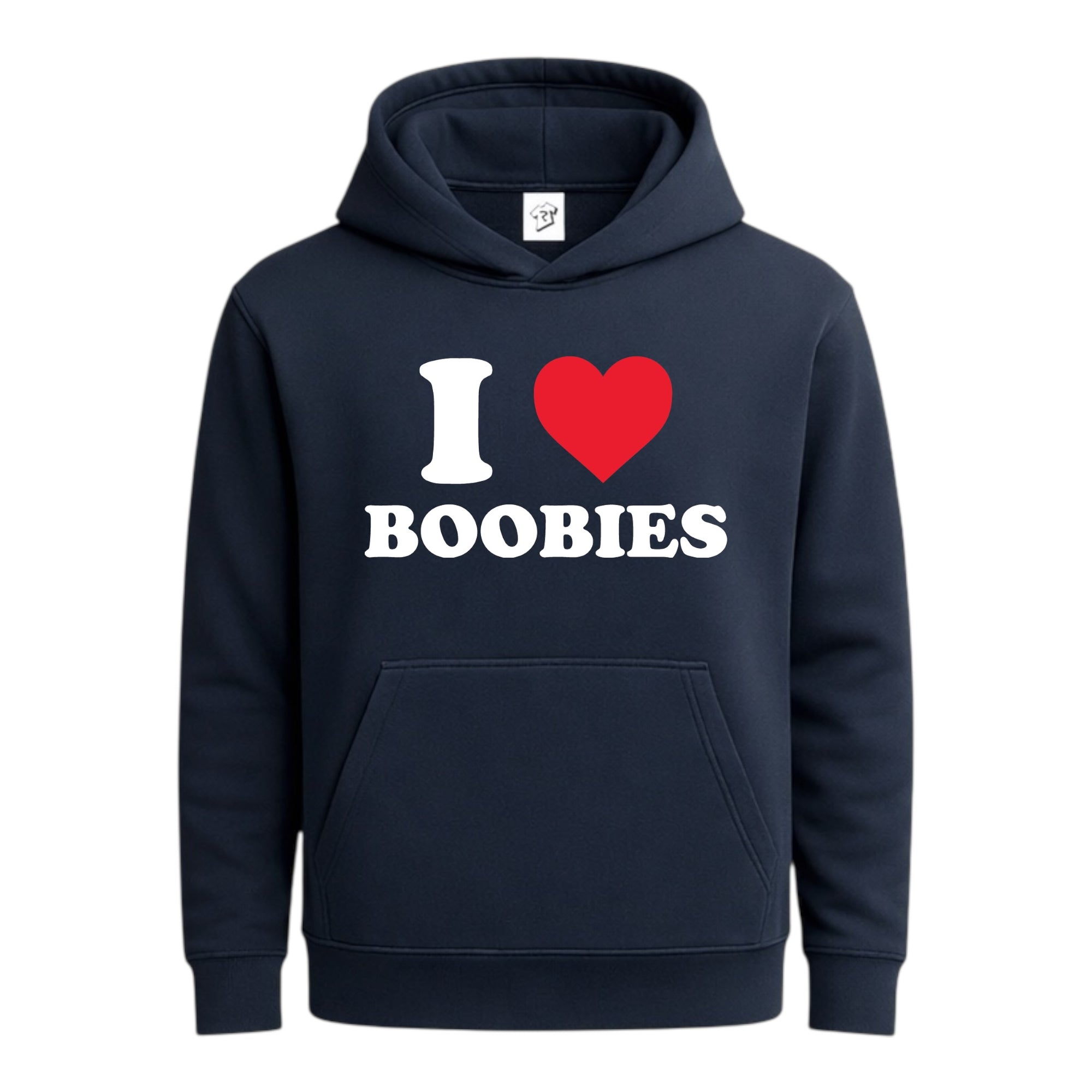 Tees Club streetwear hoodie I Love Boobies - Hoodie Navy Size S front view