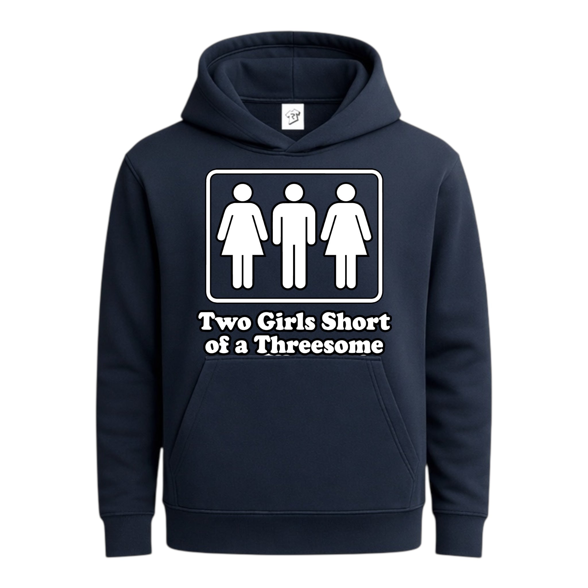 Tees Club streetwear hoodie Two Girls Short of a Threesome - Hoodie Navy Size S front view