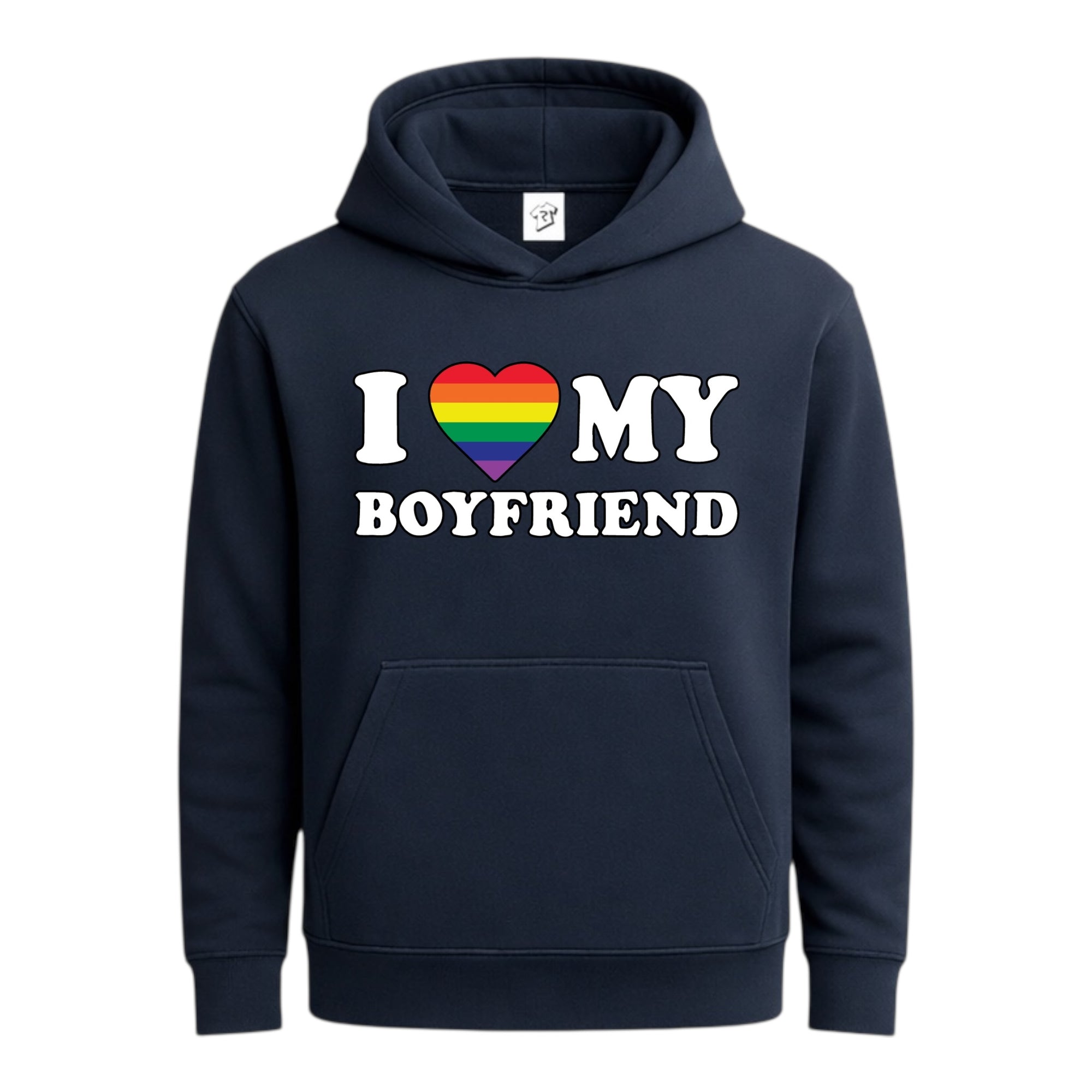 Tees Club streetwear hoodie I Love My Boyfriend (Pride) - Hoodie Navy Size S front view