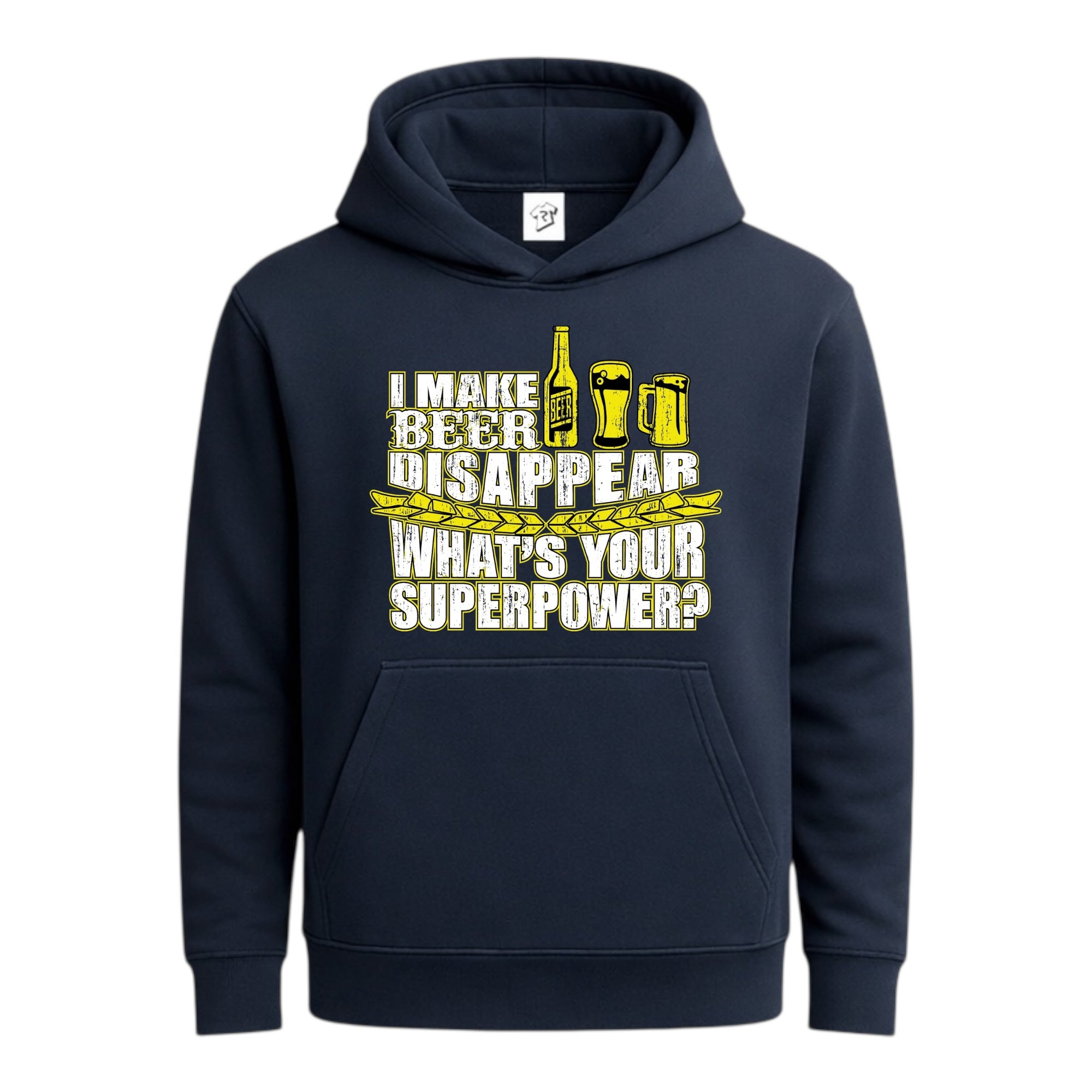 Tees Club streetwear hoodie I Make Beer Disappear What's Your Superpower? - Hoodie Navy Size S back view