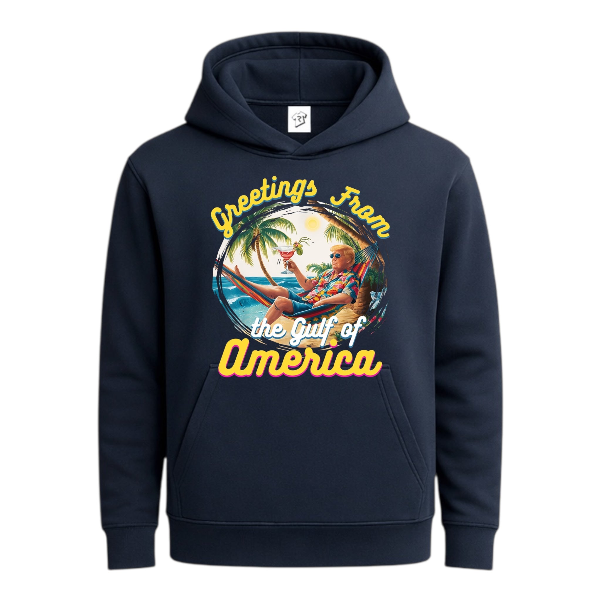 Tees Club streetwear hoodie Greetings From Gulf of America - Hoodie Navy Size S back view