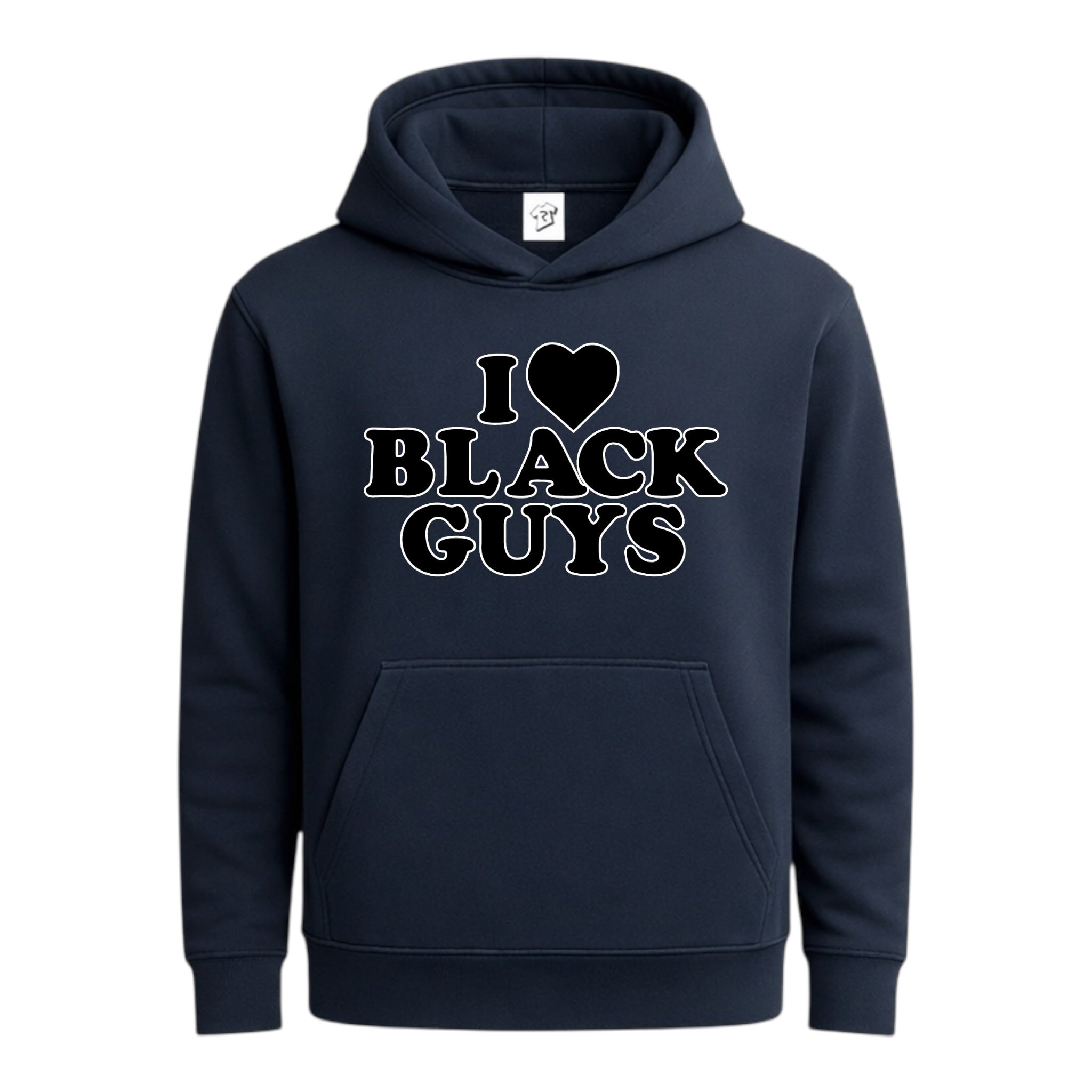 Tees Club streetwear hoodie I Love Black Guys (Black) - Hoodie Navy Size S front view