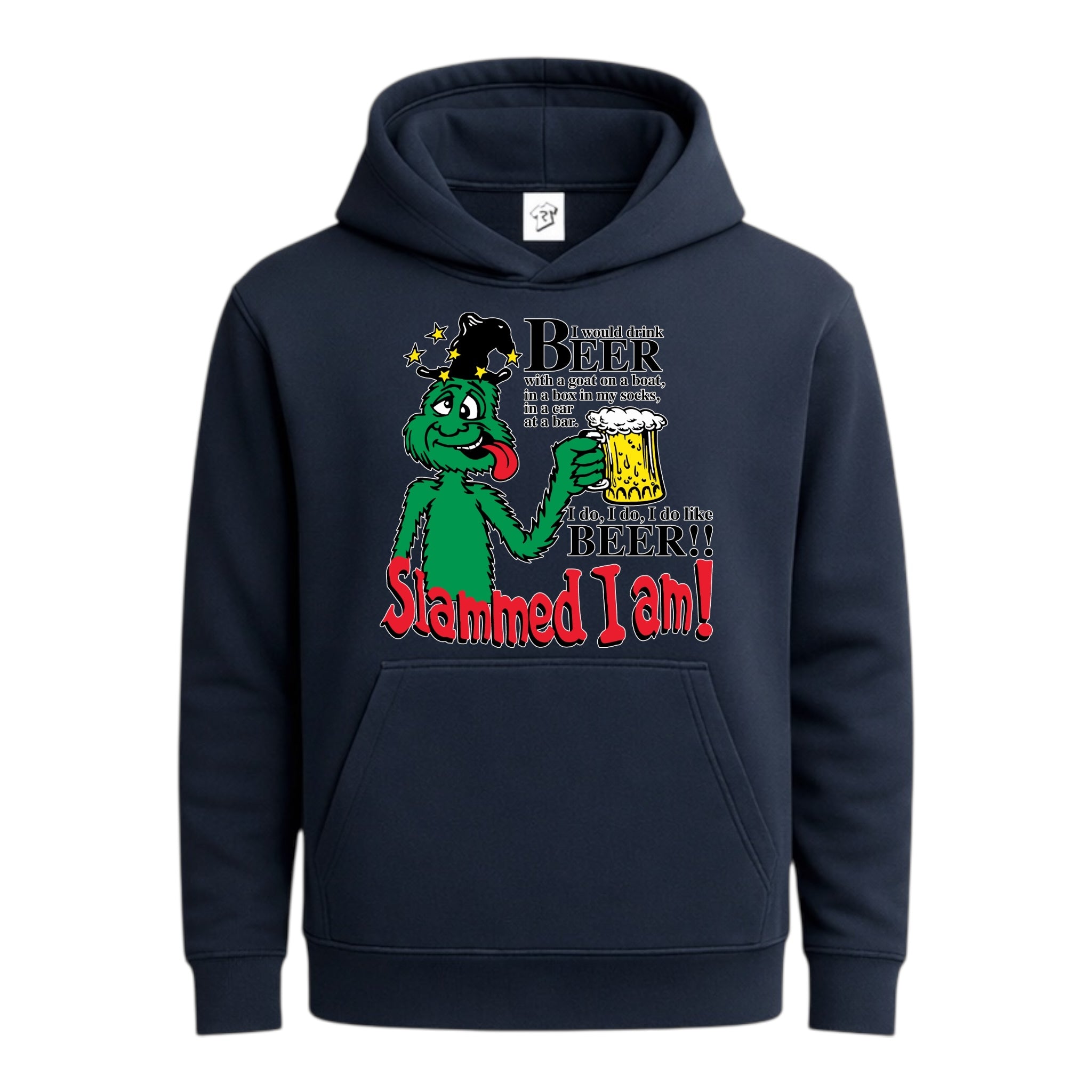 Tees Club streetwear hoodie Slammed I Am Beer - Hoodie Navy Size S front view