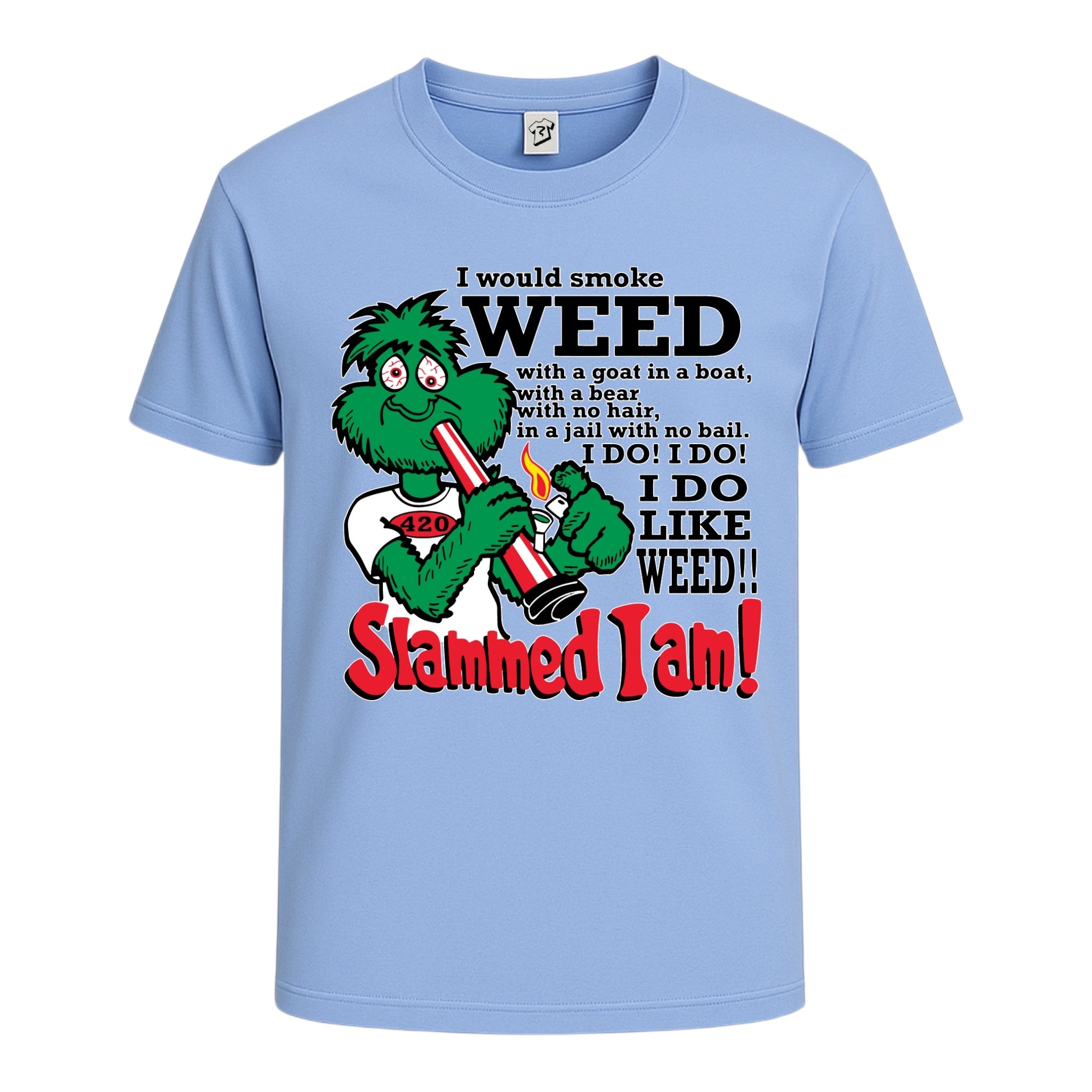 Tees Club graphic tee Slammed I Am Weed - Cotton Tee Navy Size L detail